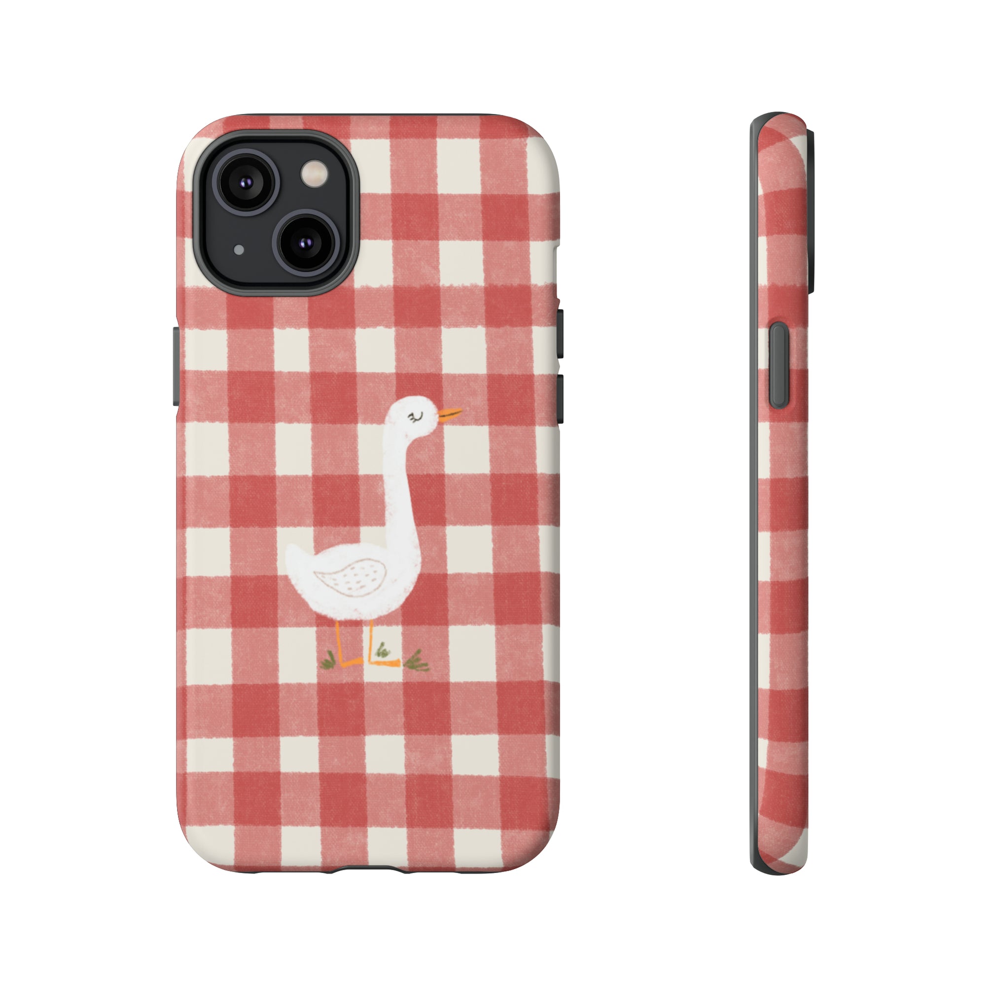 Sweet Goose on Red Plaid - Tough Phone Case