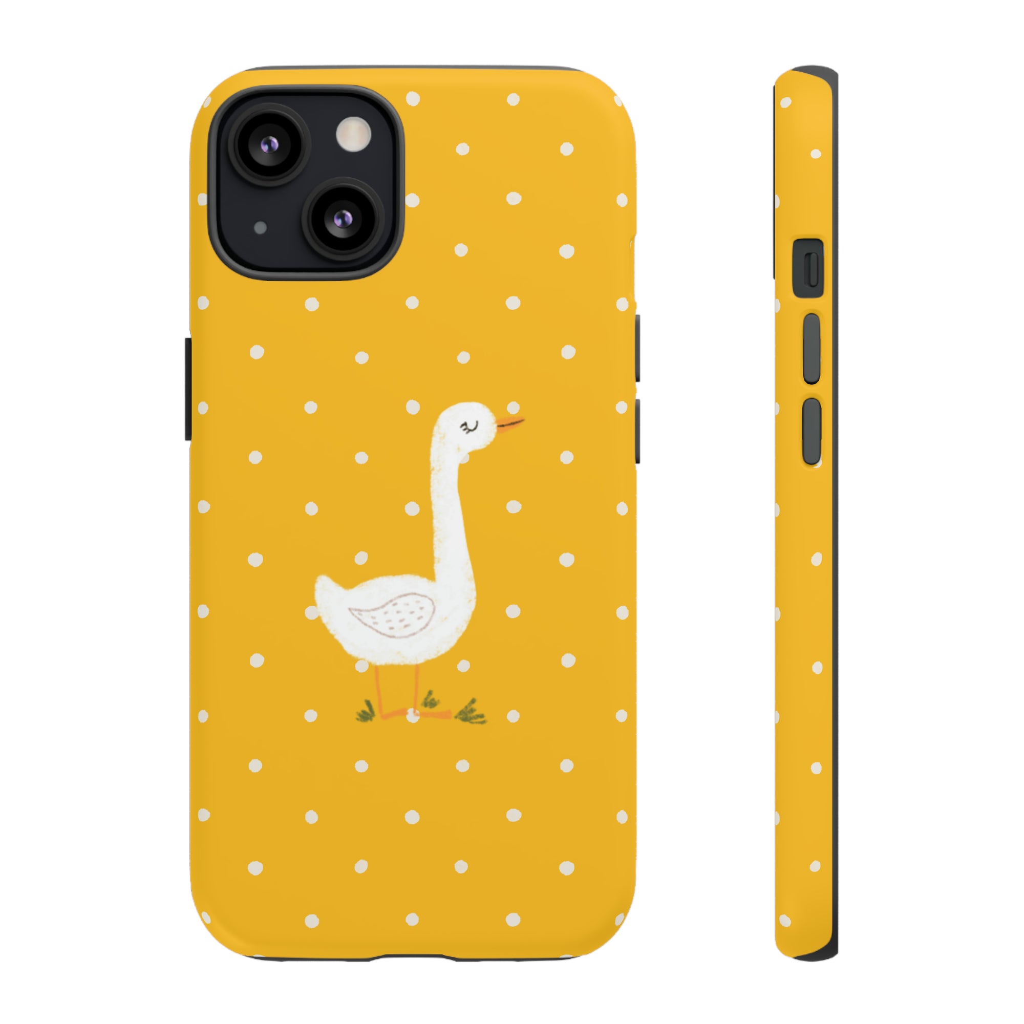 Sweet Goose on Yellow Polk-a-dot  - Tough Phone Case