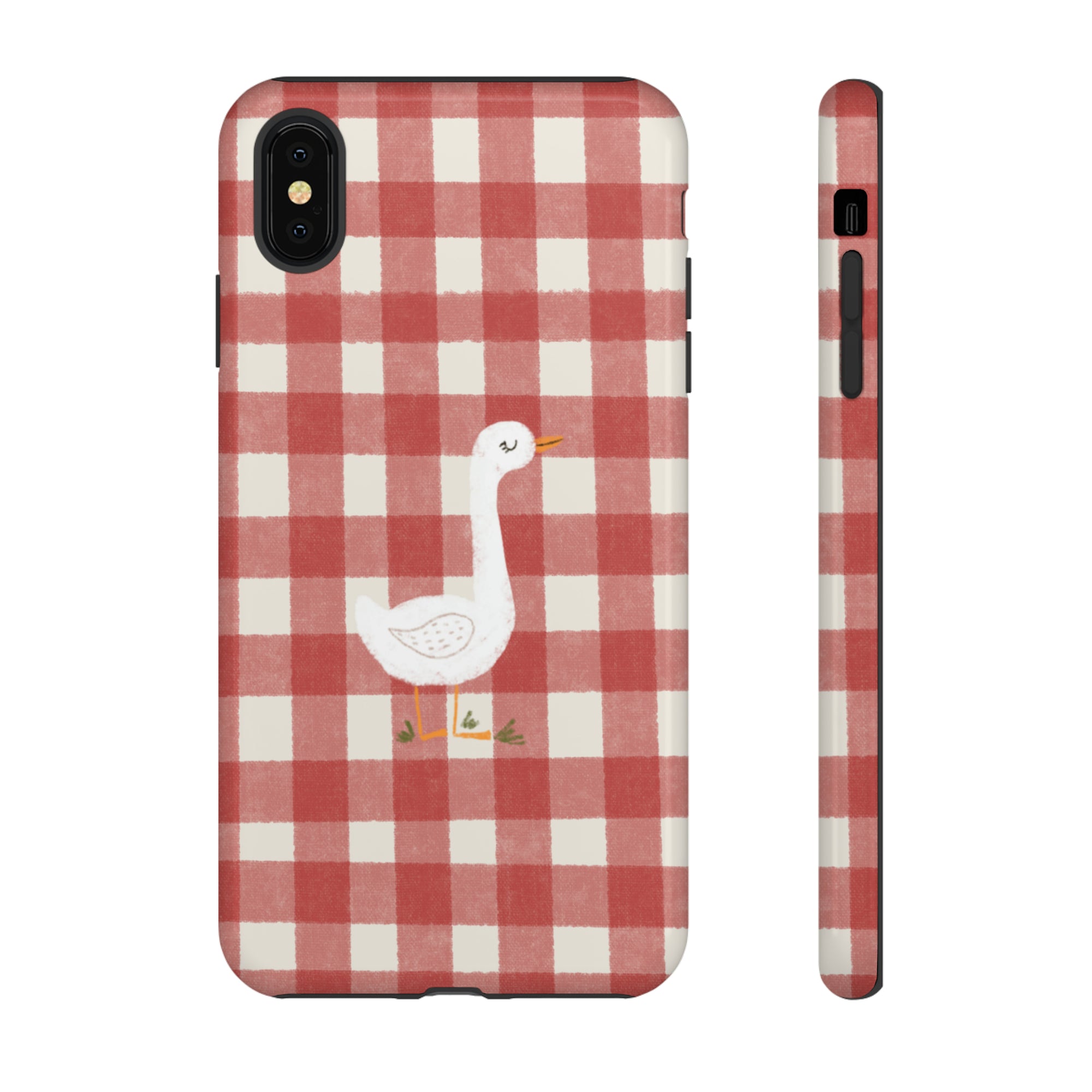 Sweet Goose on Red Plaid - Tough Phone Case