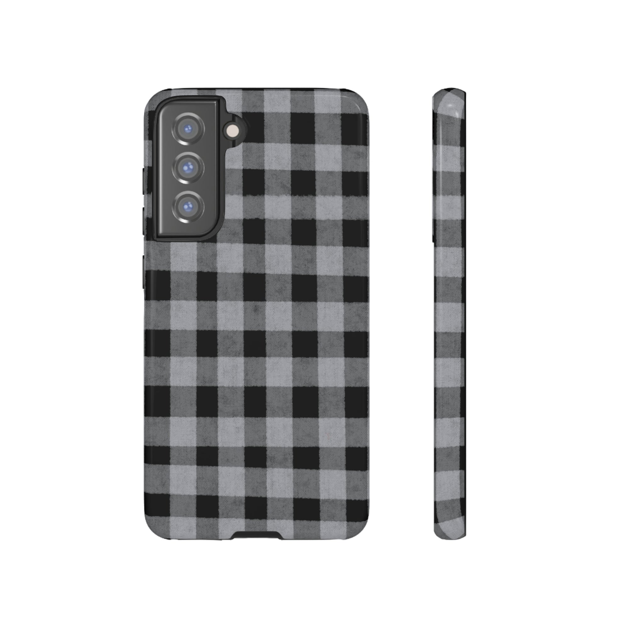 Black and Gray Buffalo Plaid - Tough Phone Case