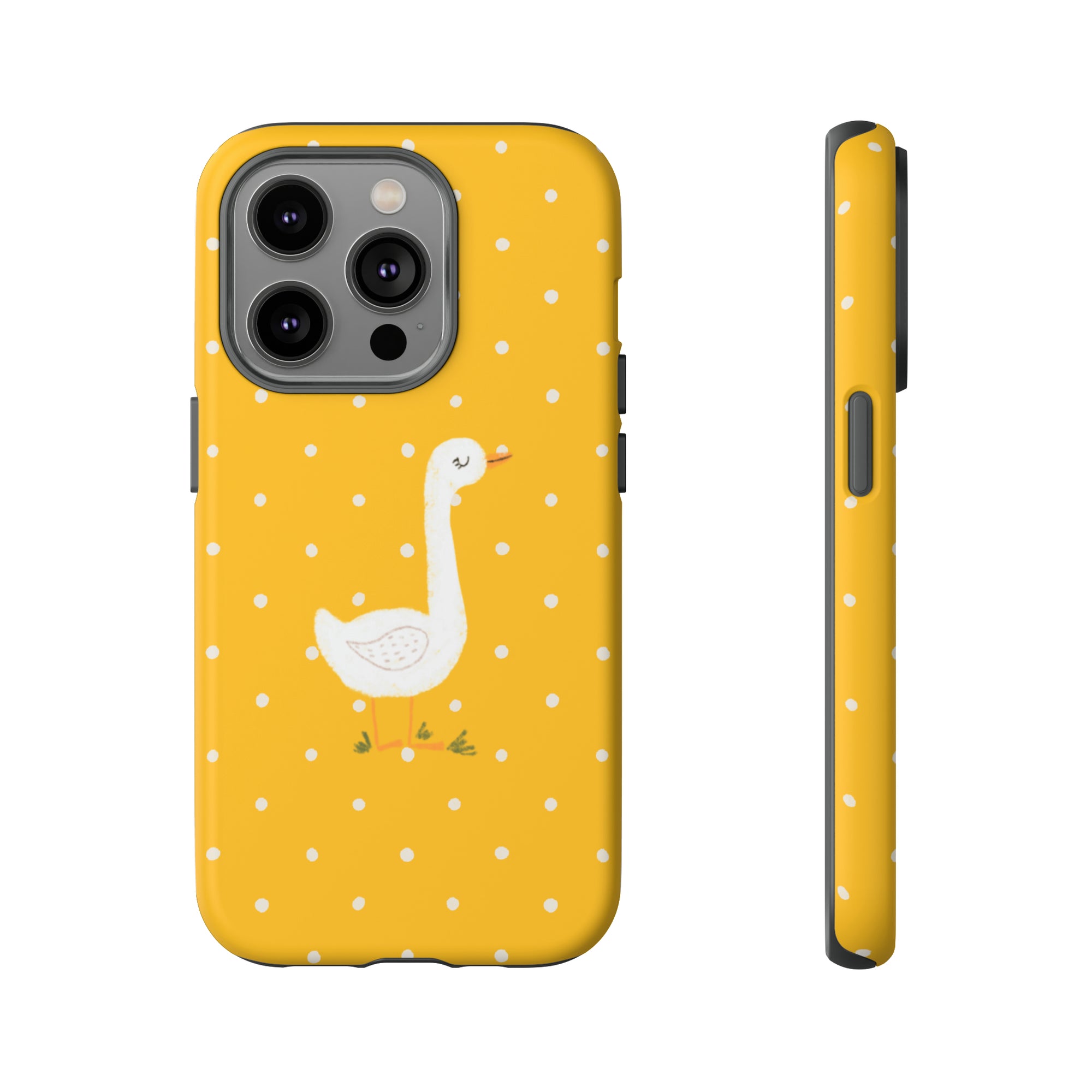 Sweet Goose on Yellow Polk-a-dot  - Tough Phone Case