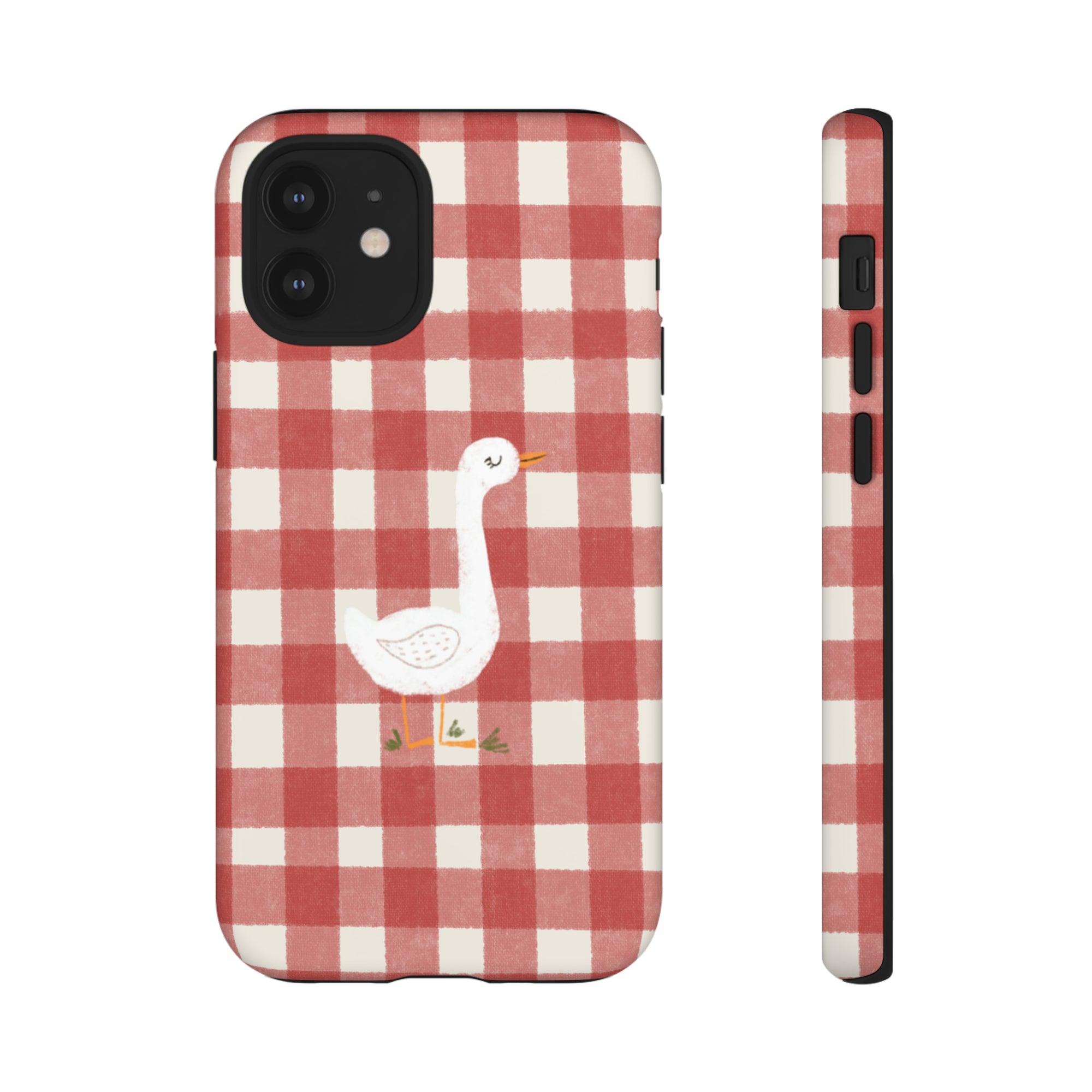 Sweet Goose on Red Plaid - Tough Phone Case