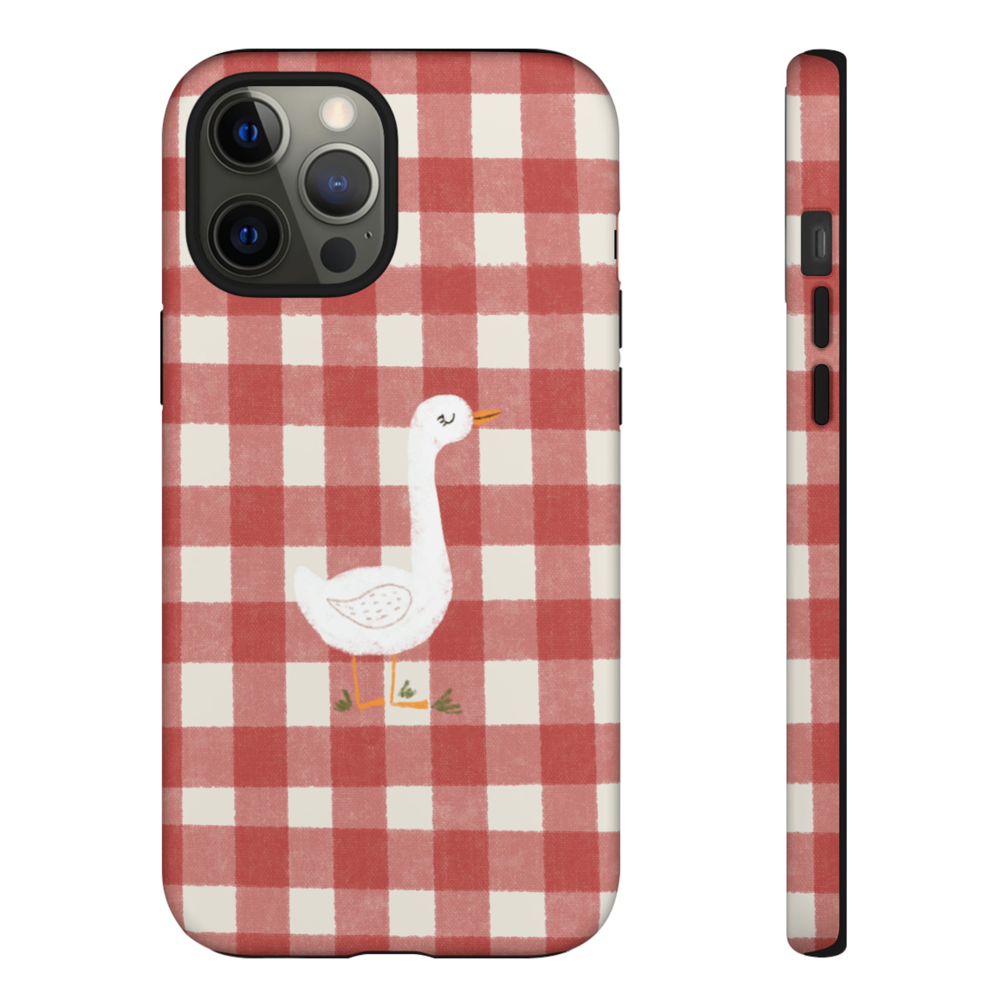 Sweet Goose on Red Plaid - Tough Phone Case