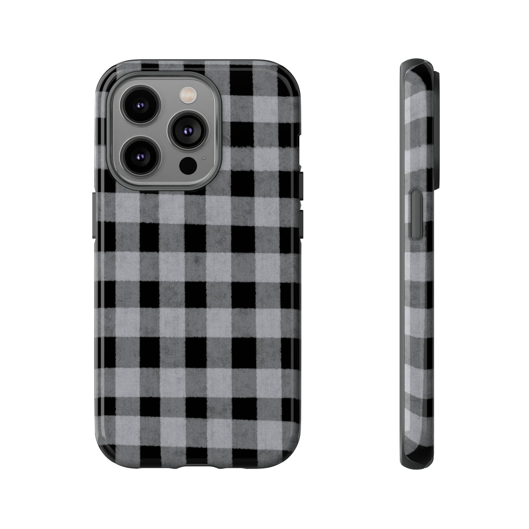 Black and Gray Buffalo Plaid - Tough Phone Case