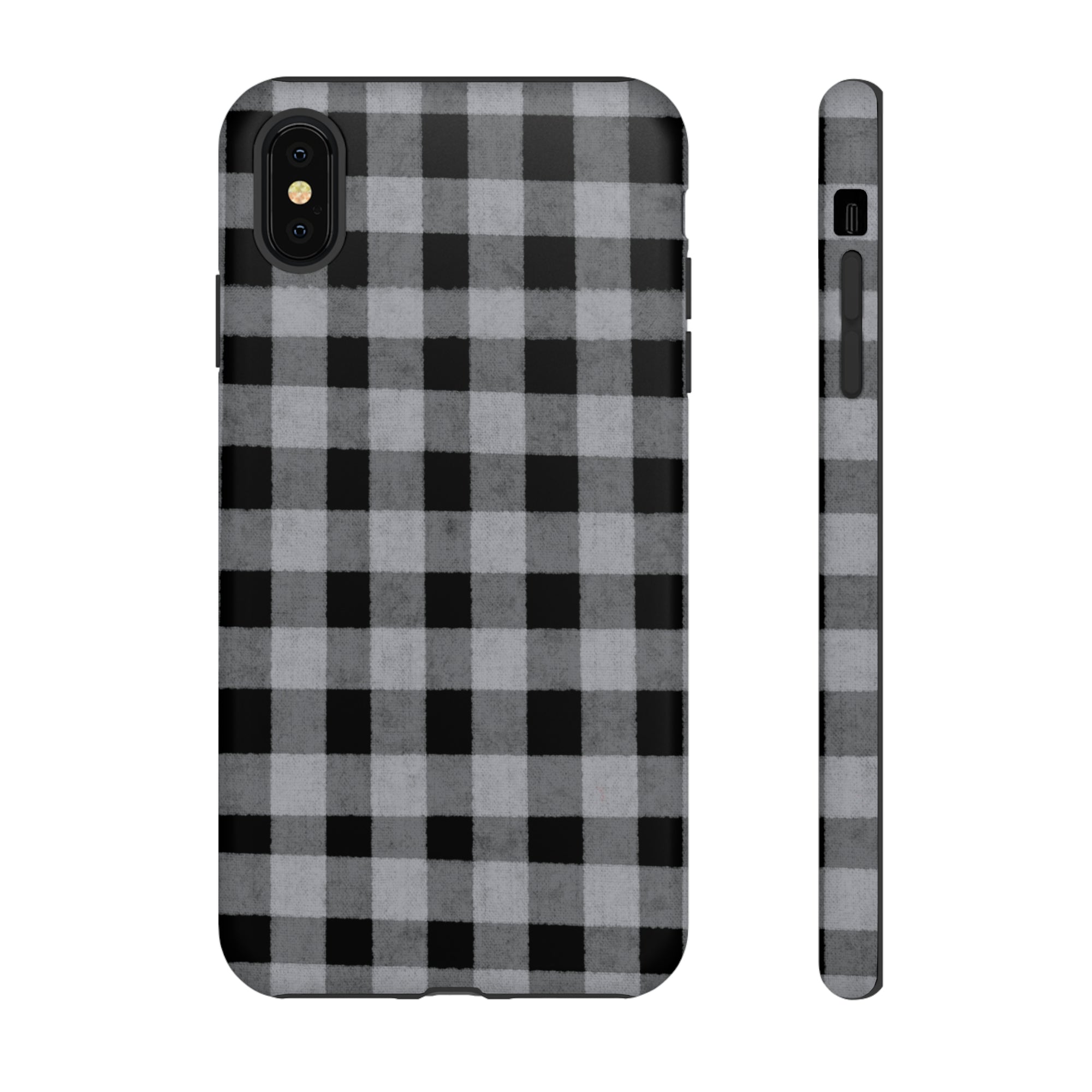 Black and Gray Buffalo Plaid - Tough Phone Case