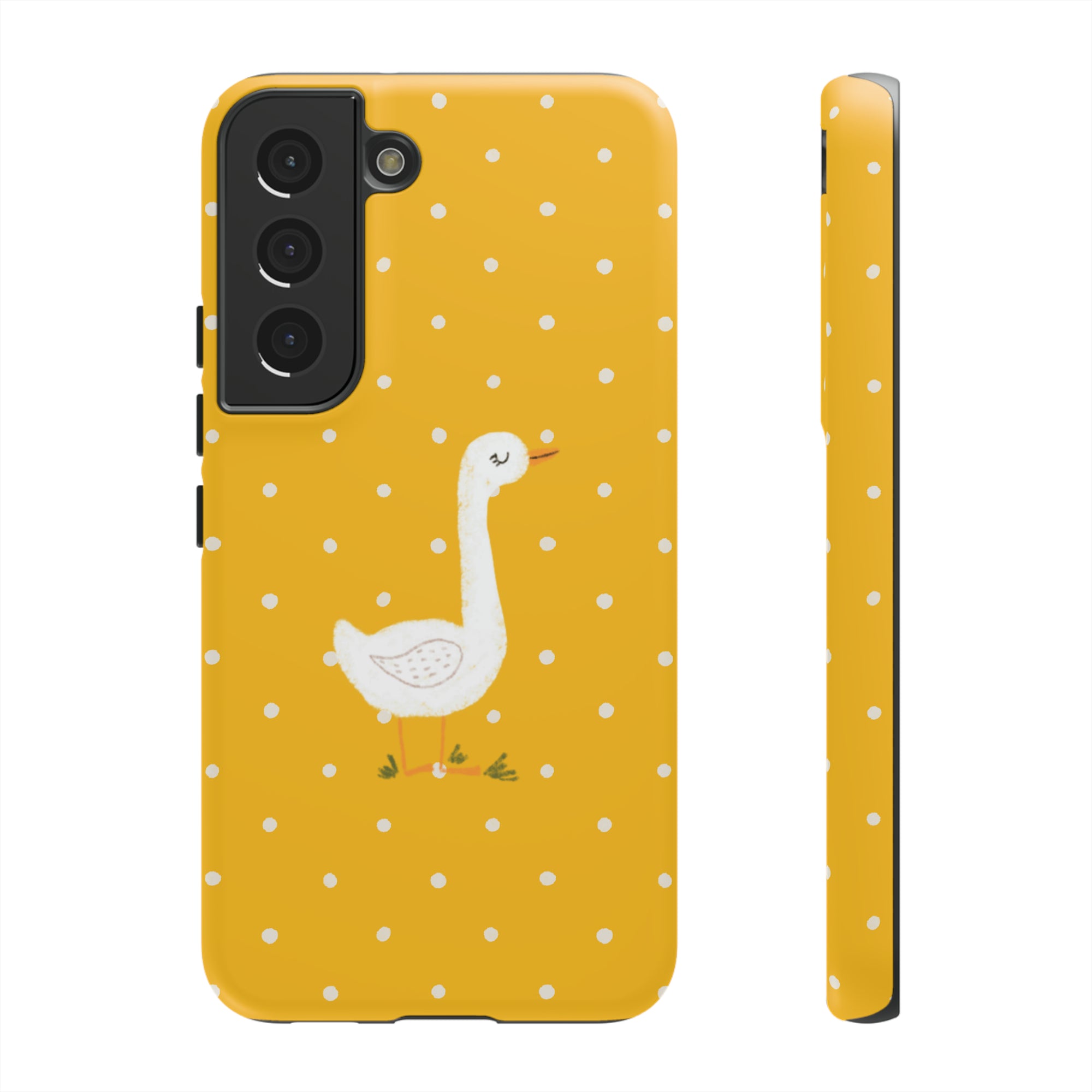 Sweet Goose on Yellow Polk-a-dot  - Tough Phone Case