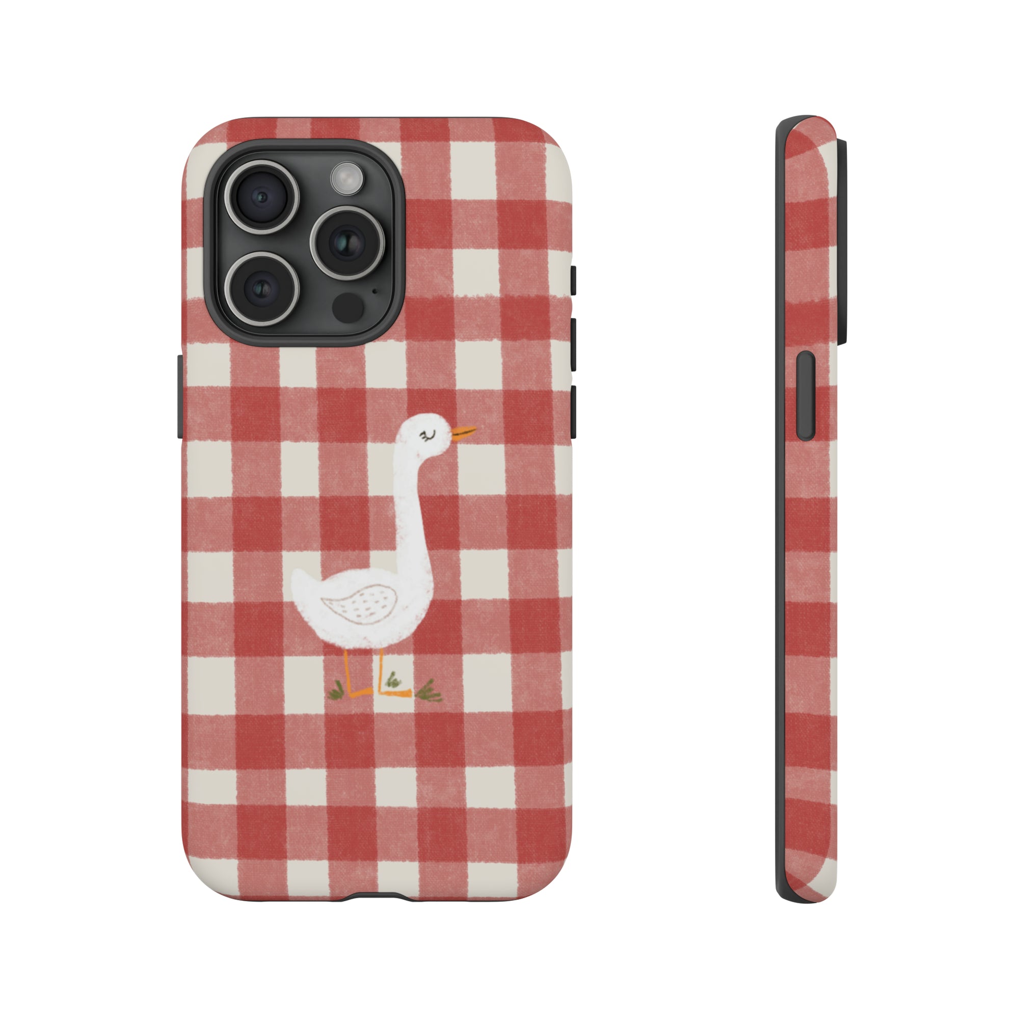 Sweet Goose on Red Plaid - Tough Phone Case