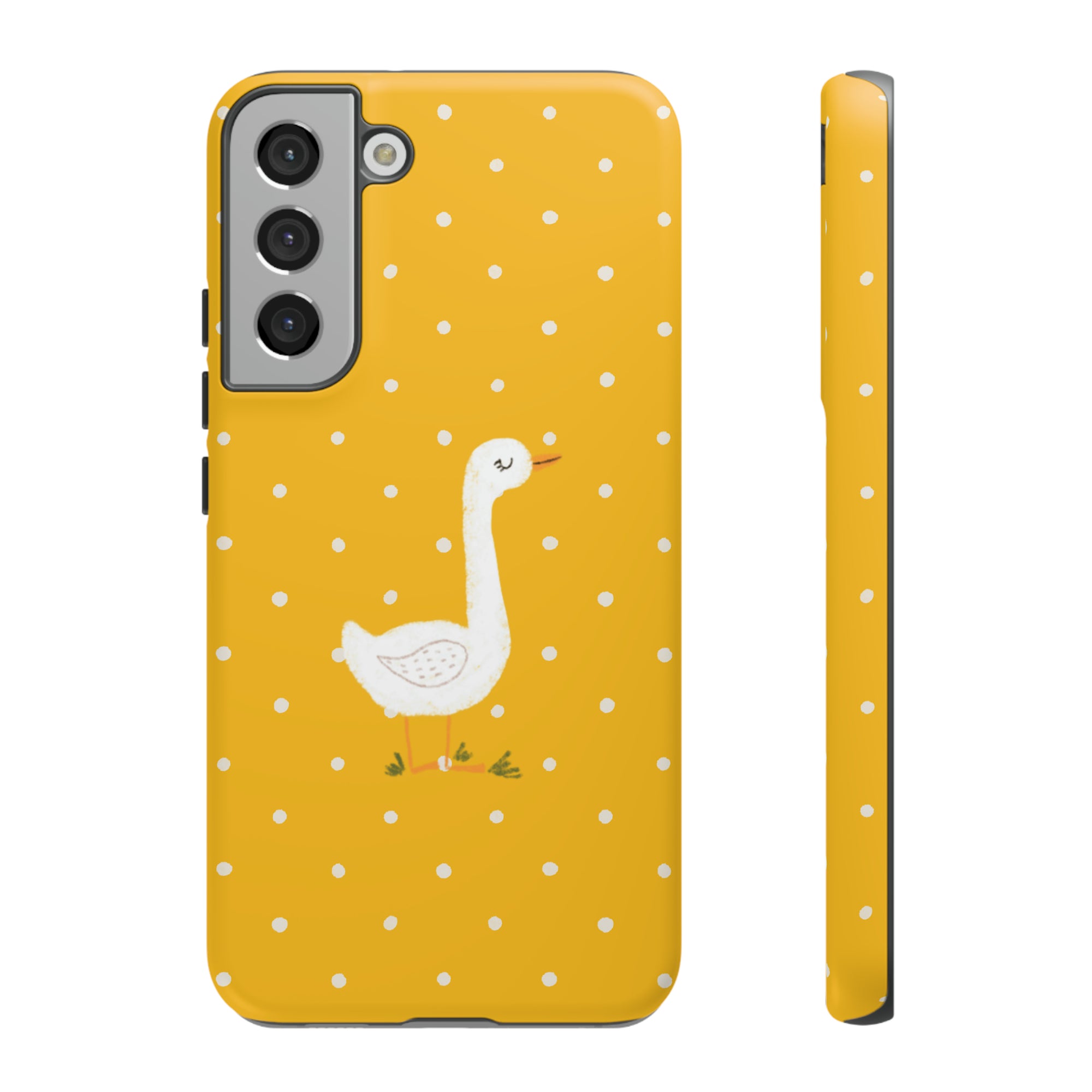 Sweet Goose on Yellow Polk-a-dot  - Tough Phone Case