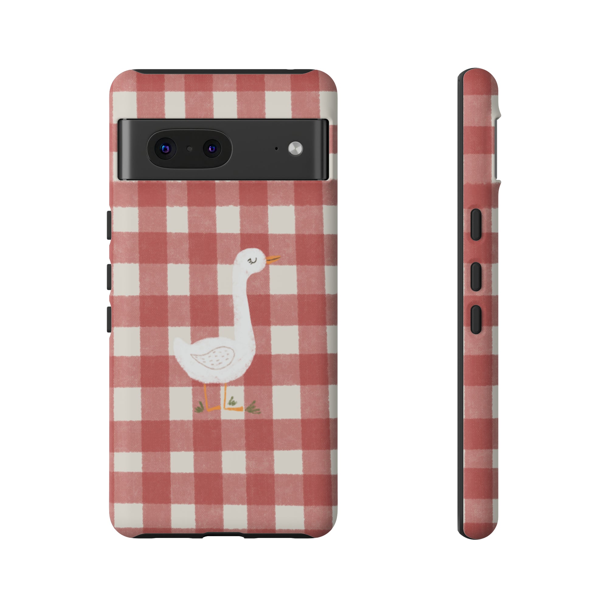 Sweet Goose on Red Plaid - Tough Phone Case