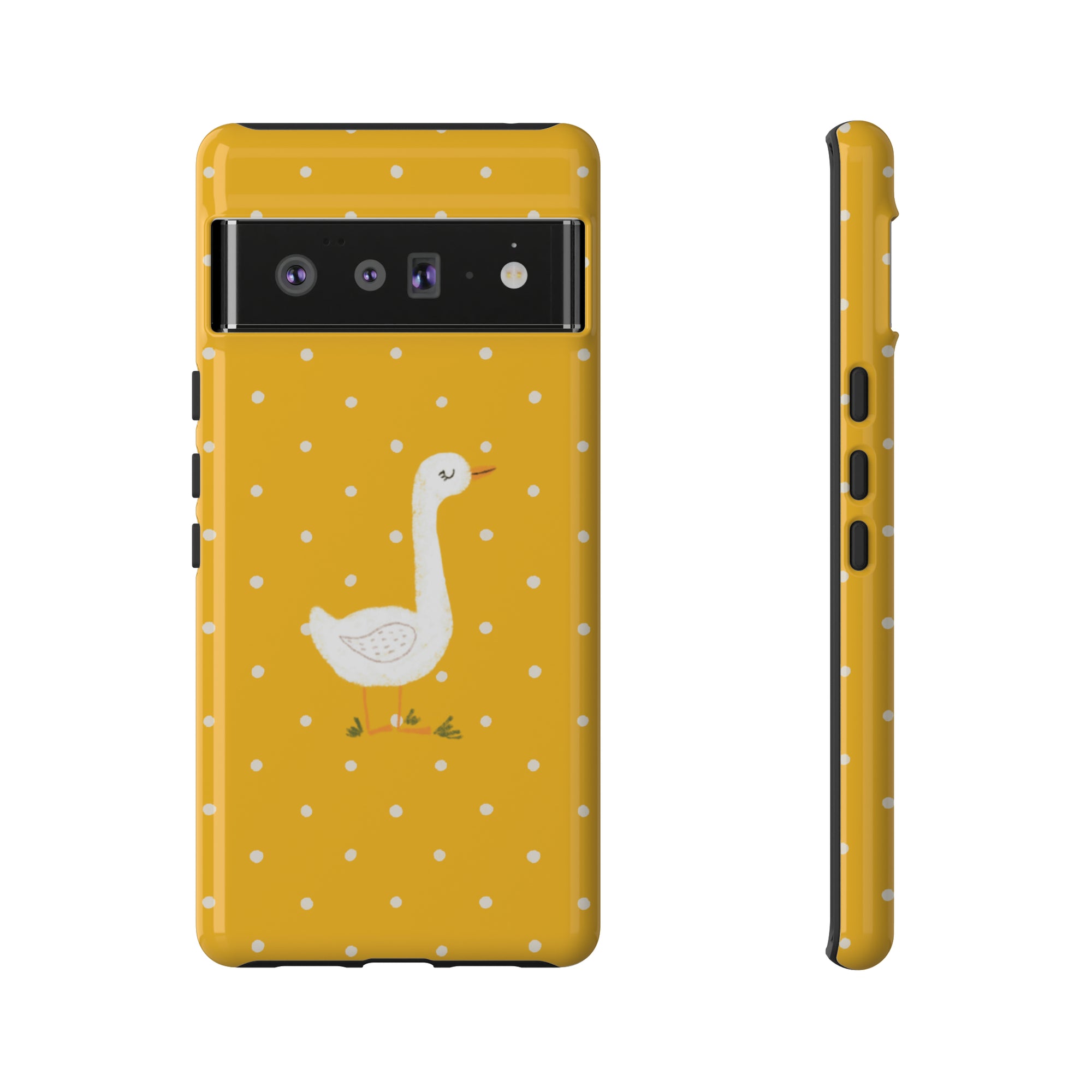 Sweet Goose on Yellow Polk-a-dot  - Tough Phone Case