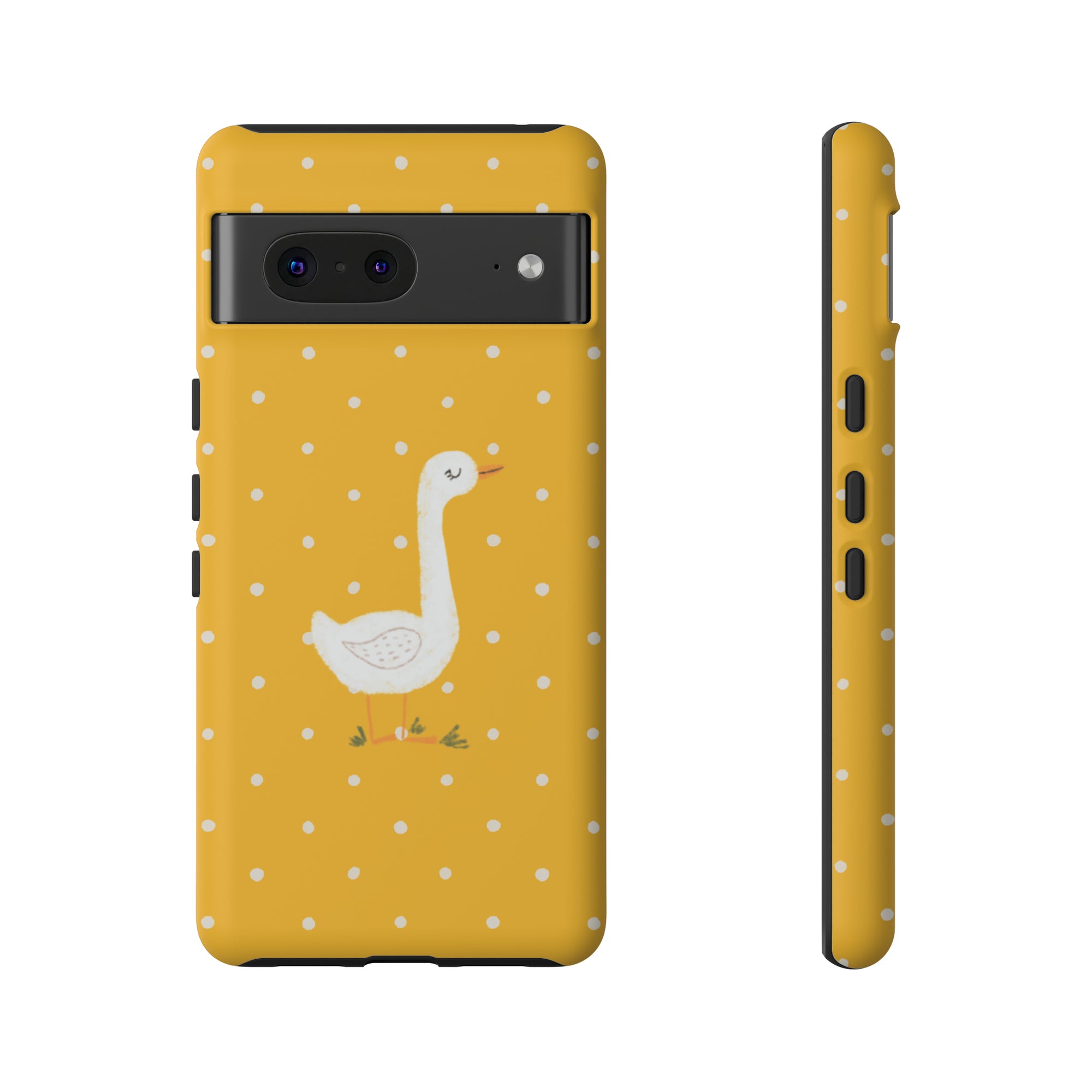 Sweet Goose on Yellow Polk-a-dot  - Tough Phone Case