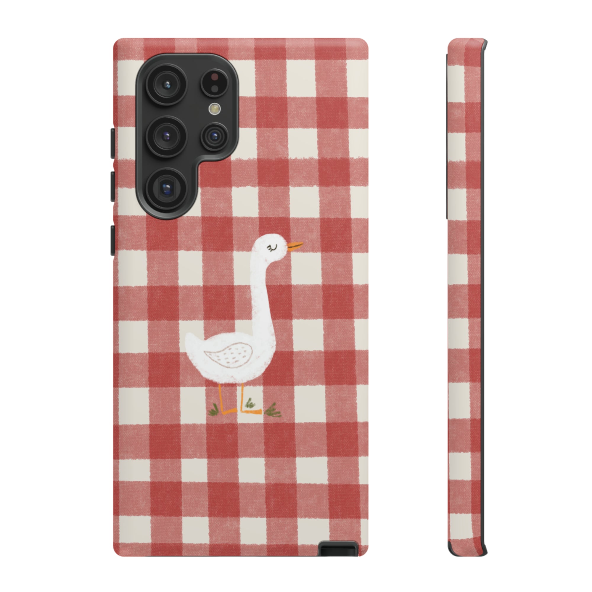 Sweet Goose on Red Plaid - Tough Phone Case