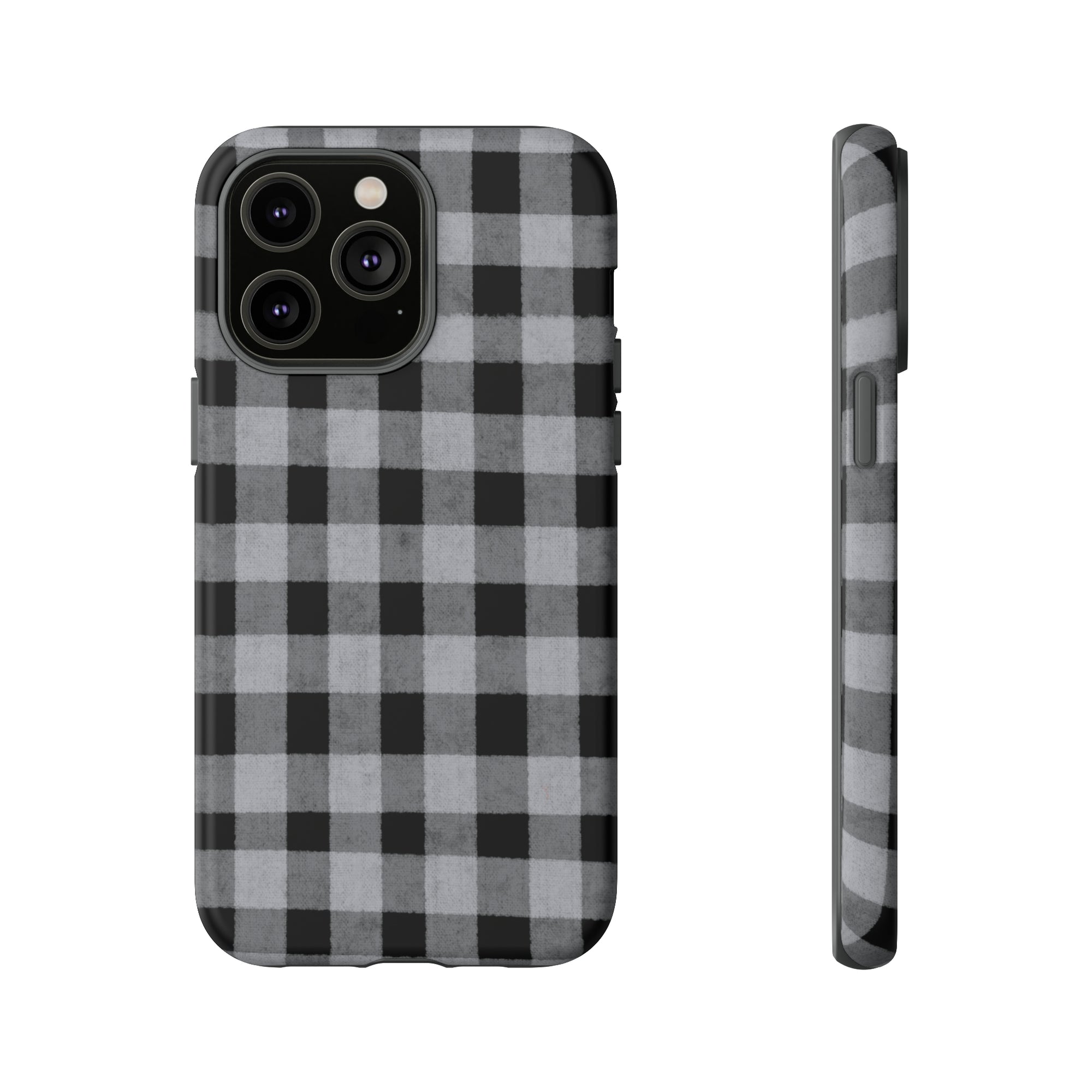 Black and Gray Buffalo Plaid - Tough Phone Case