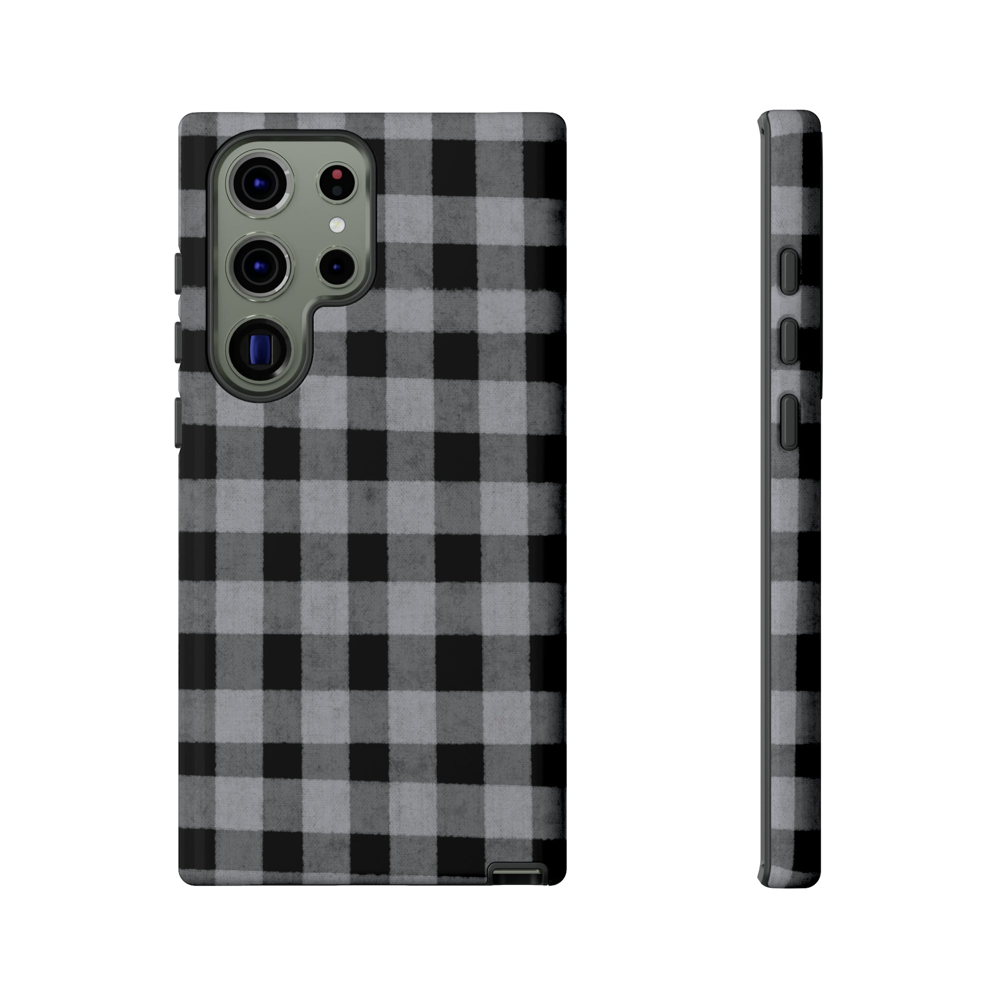 Black and Gray Buffalo Plaid - Tough Phone Case