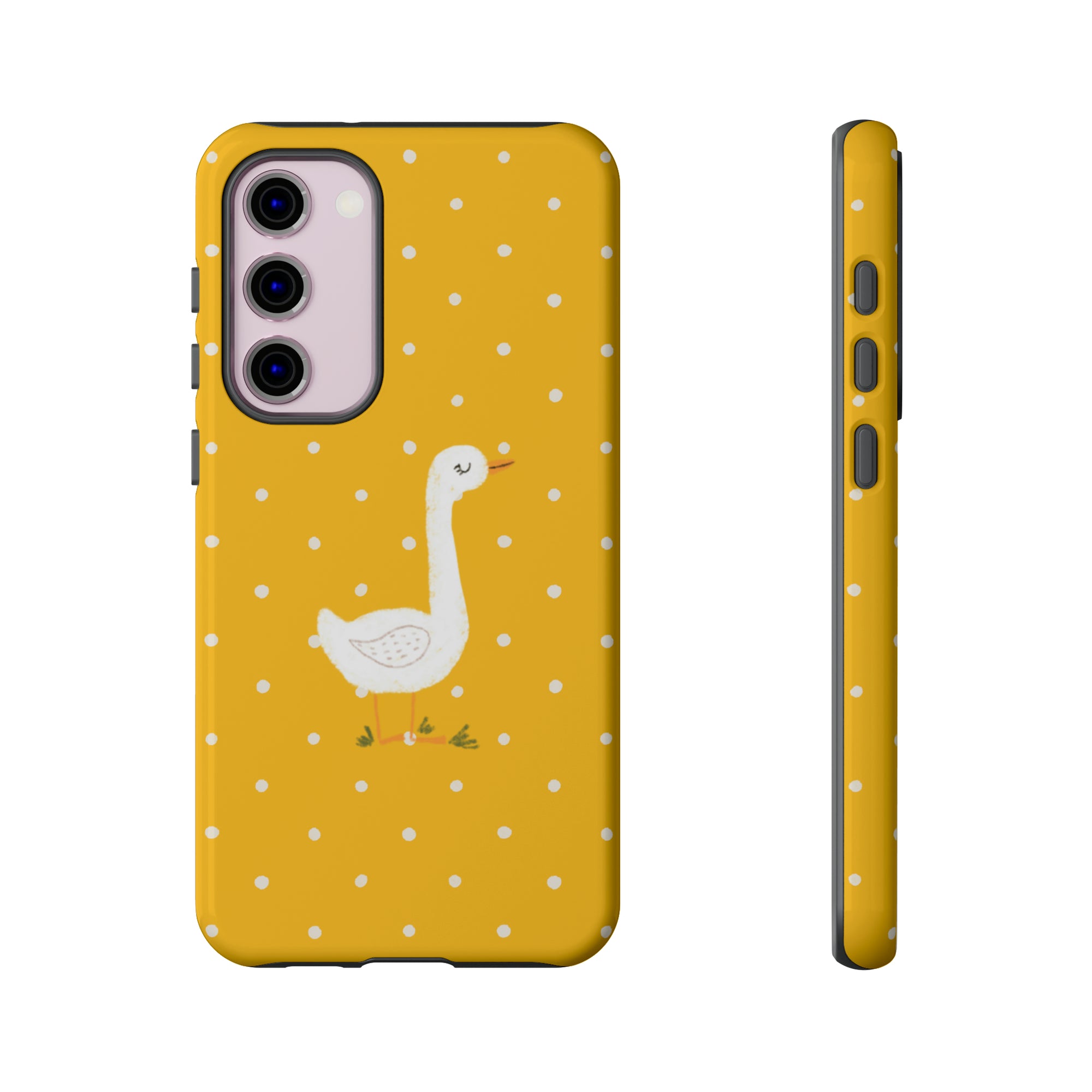 Sweet Goose on Yellow Polk-a-dot  - Tough Phone Case