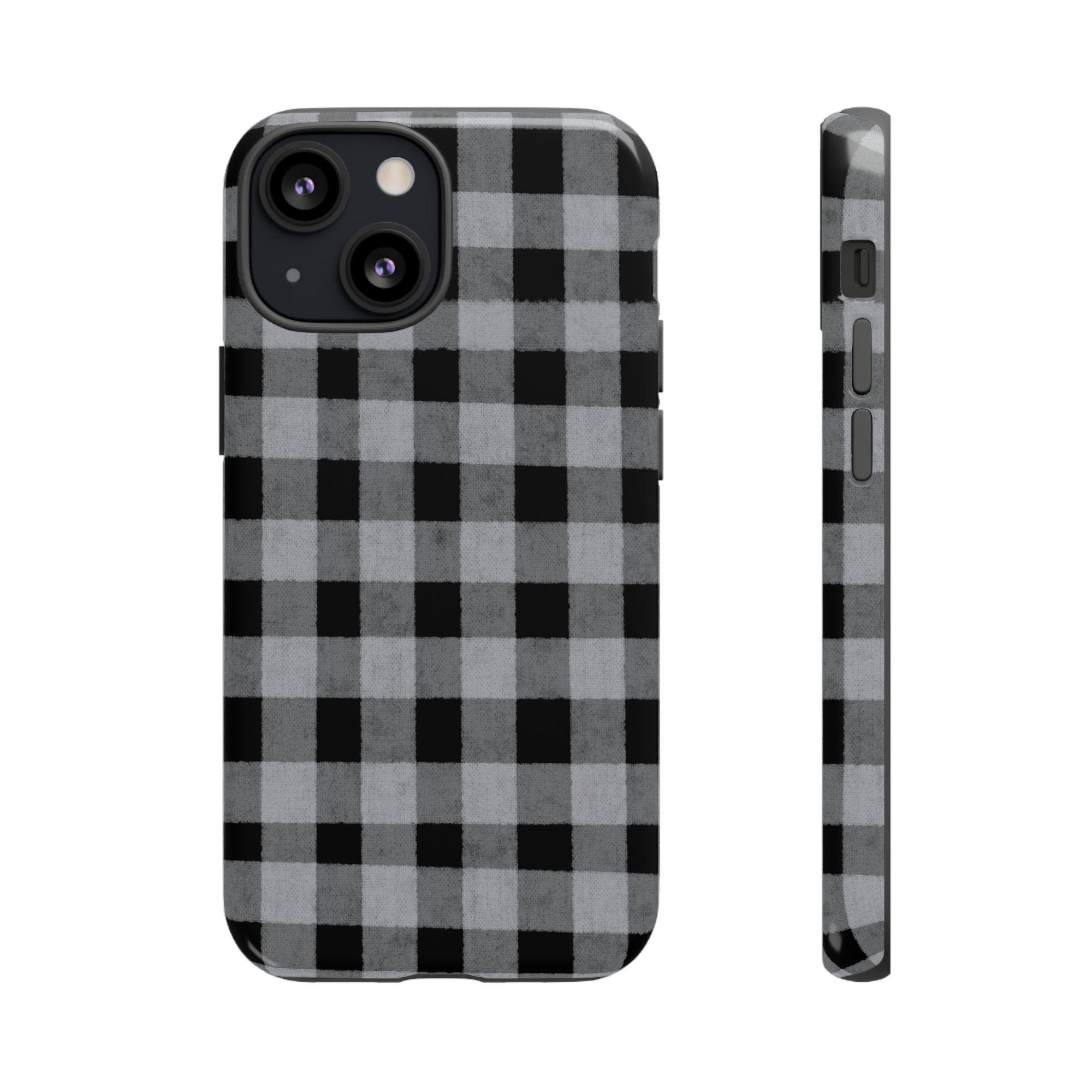 Black and Gray Buffalo Plaid - Tough Phone Case