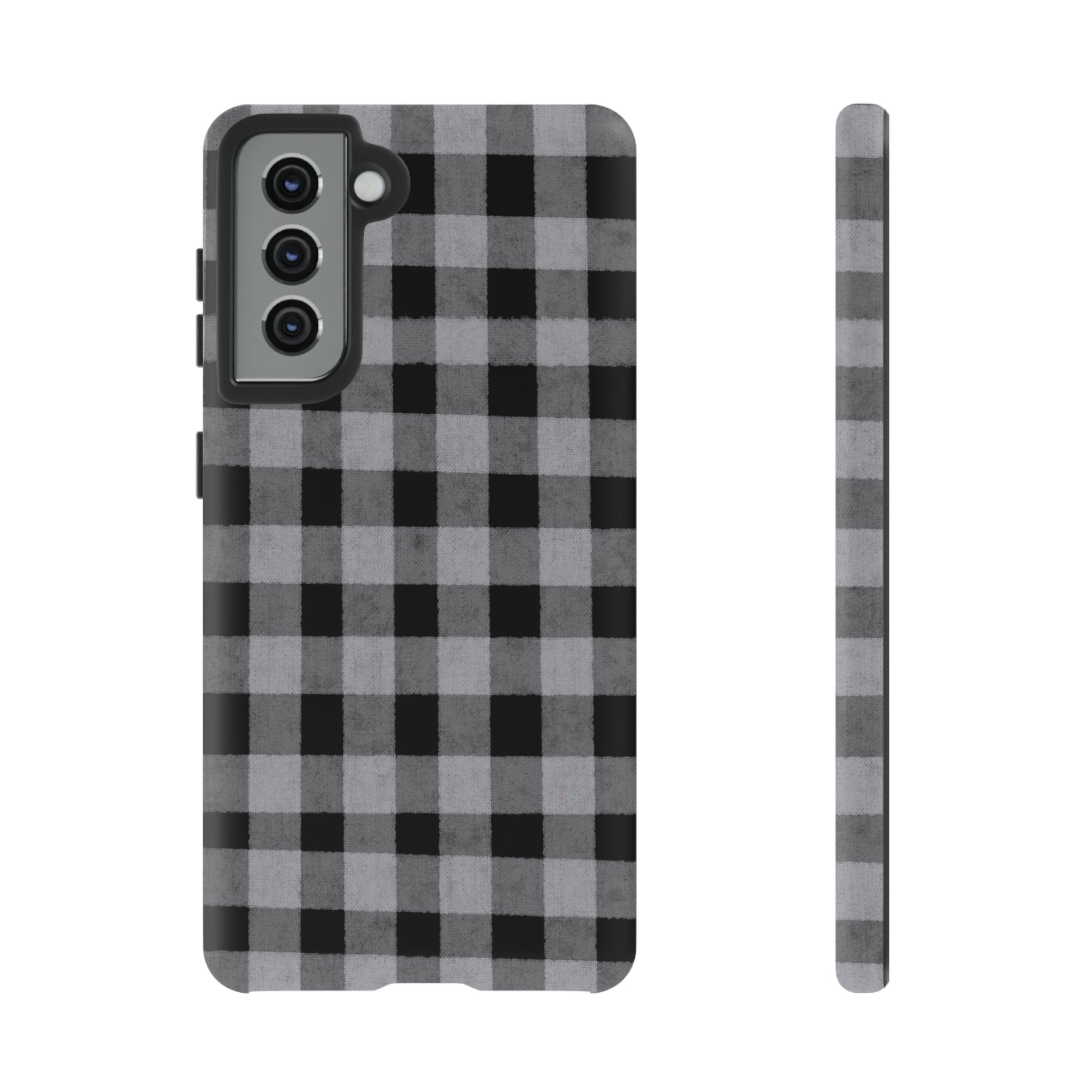 Black and Gray Buffalo Plaid - Tough Phone Case