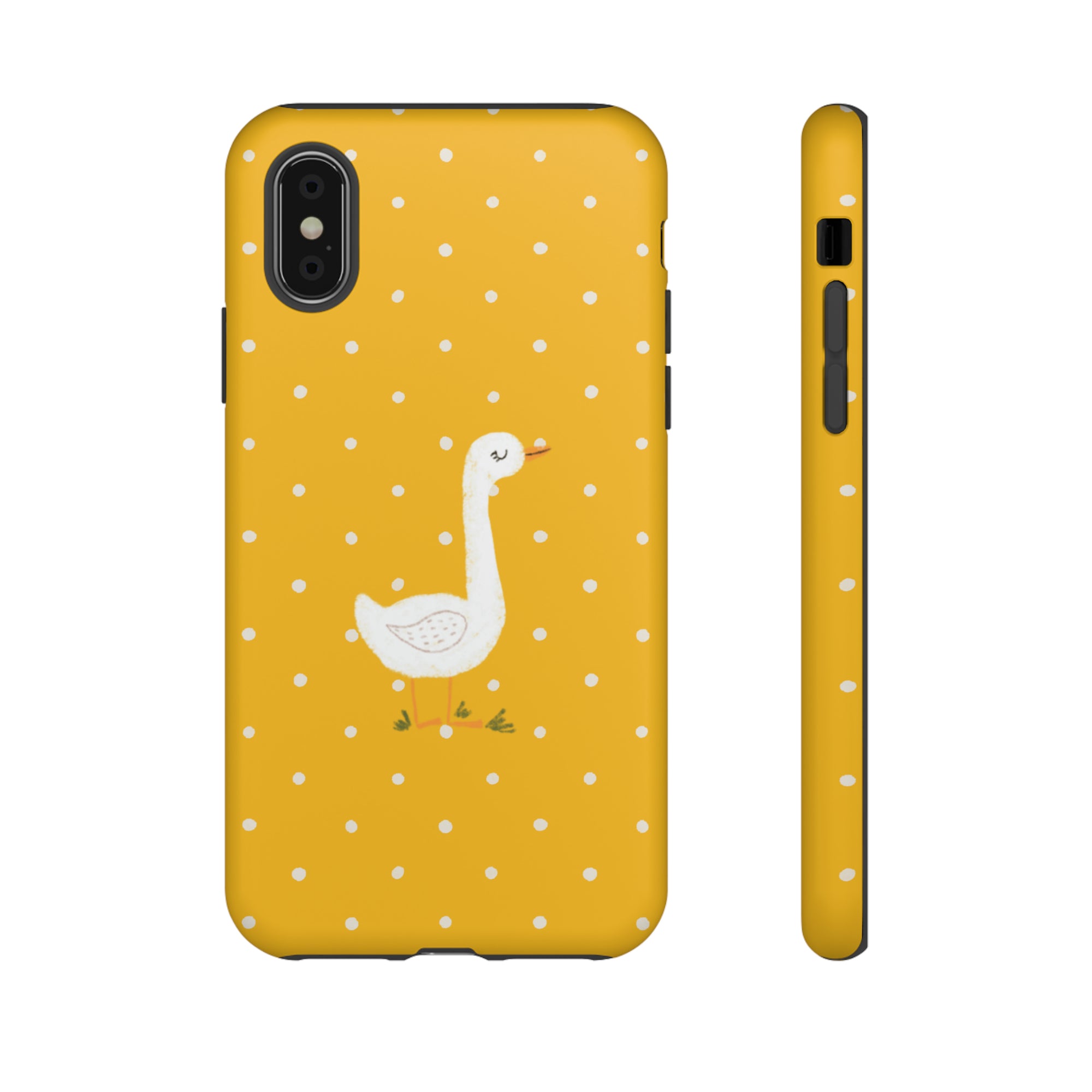 Sweet Goose on Yellow Polk-a-dot  - Tough Phone Case