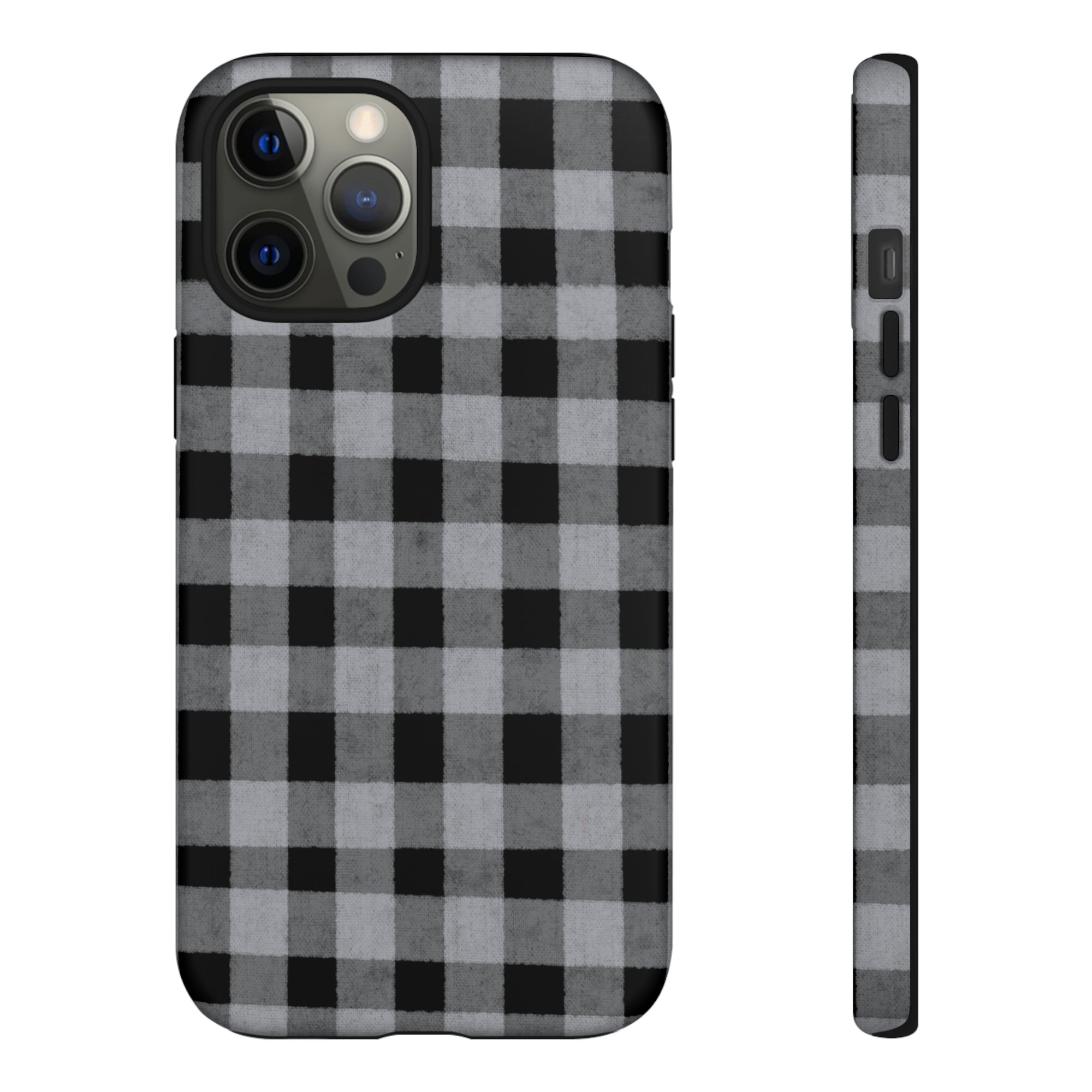 Black and Gray Buffalo Plaid - Tough Phone Case