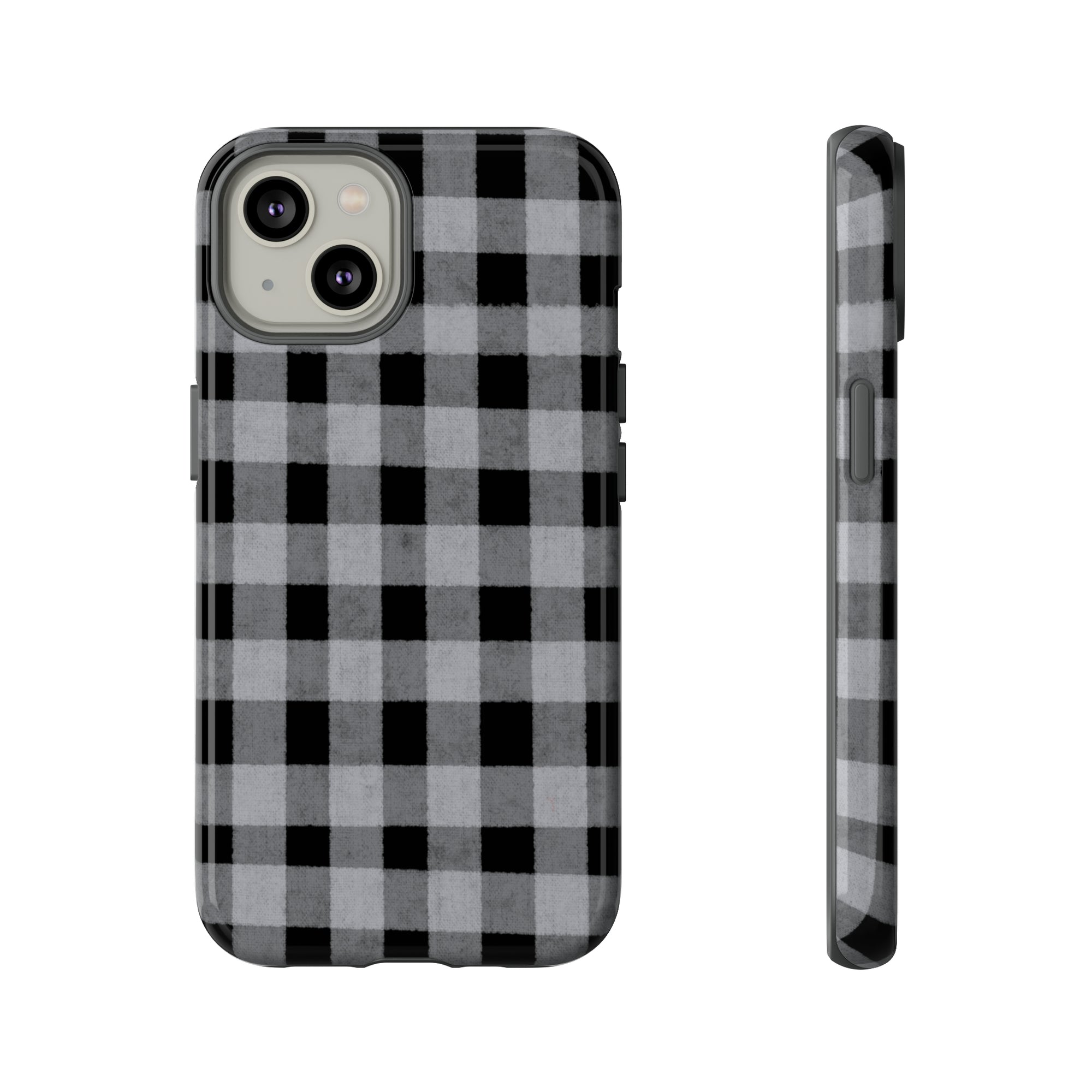 Black and Gray Buffalo Plaid - Tough Phone Case