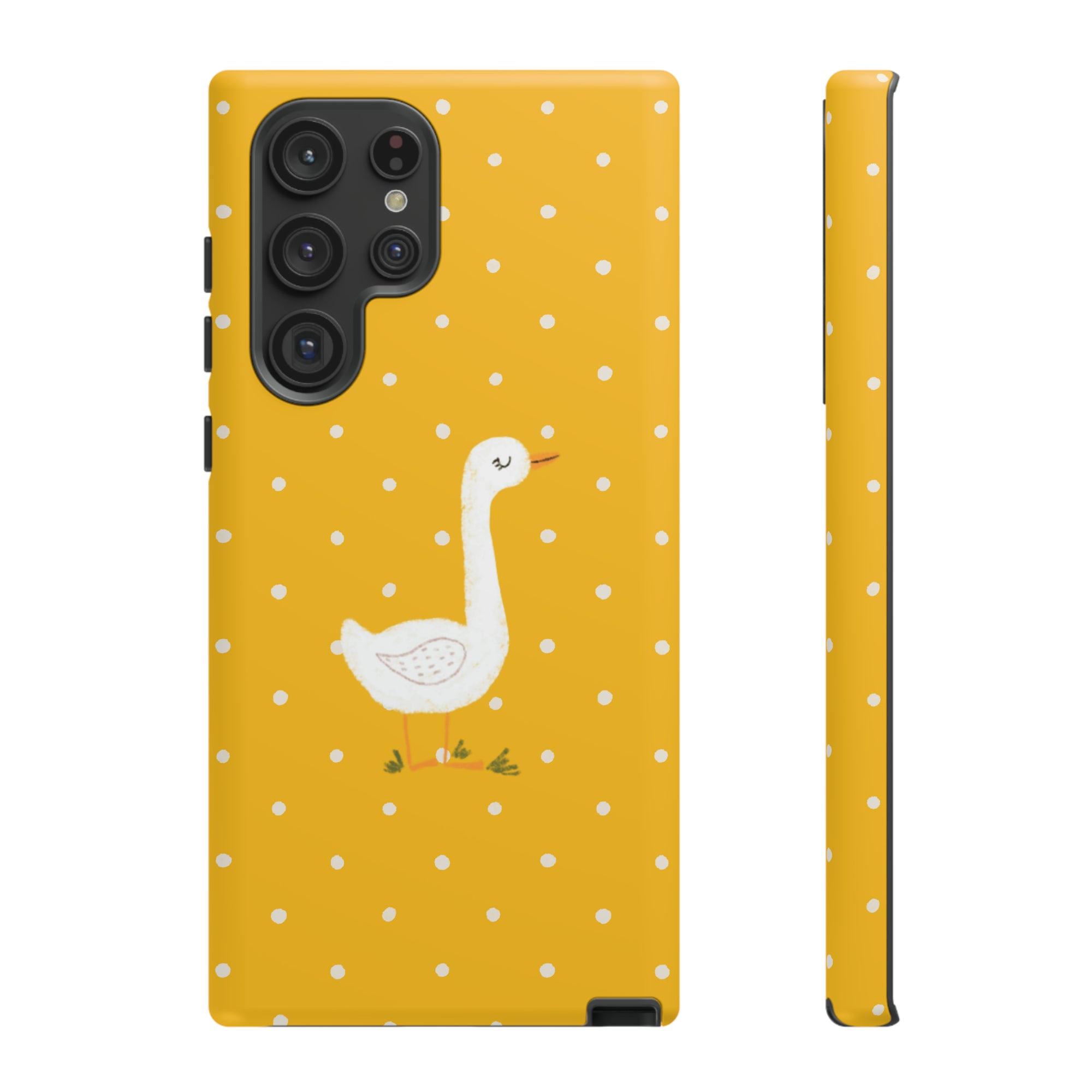 Sweet Goose on Yellow Polk-a-dot  - Tough Phone Case