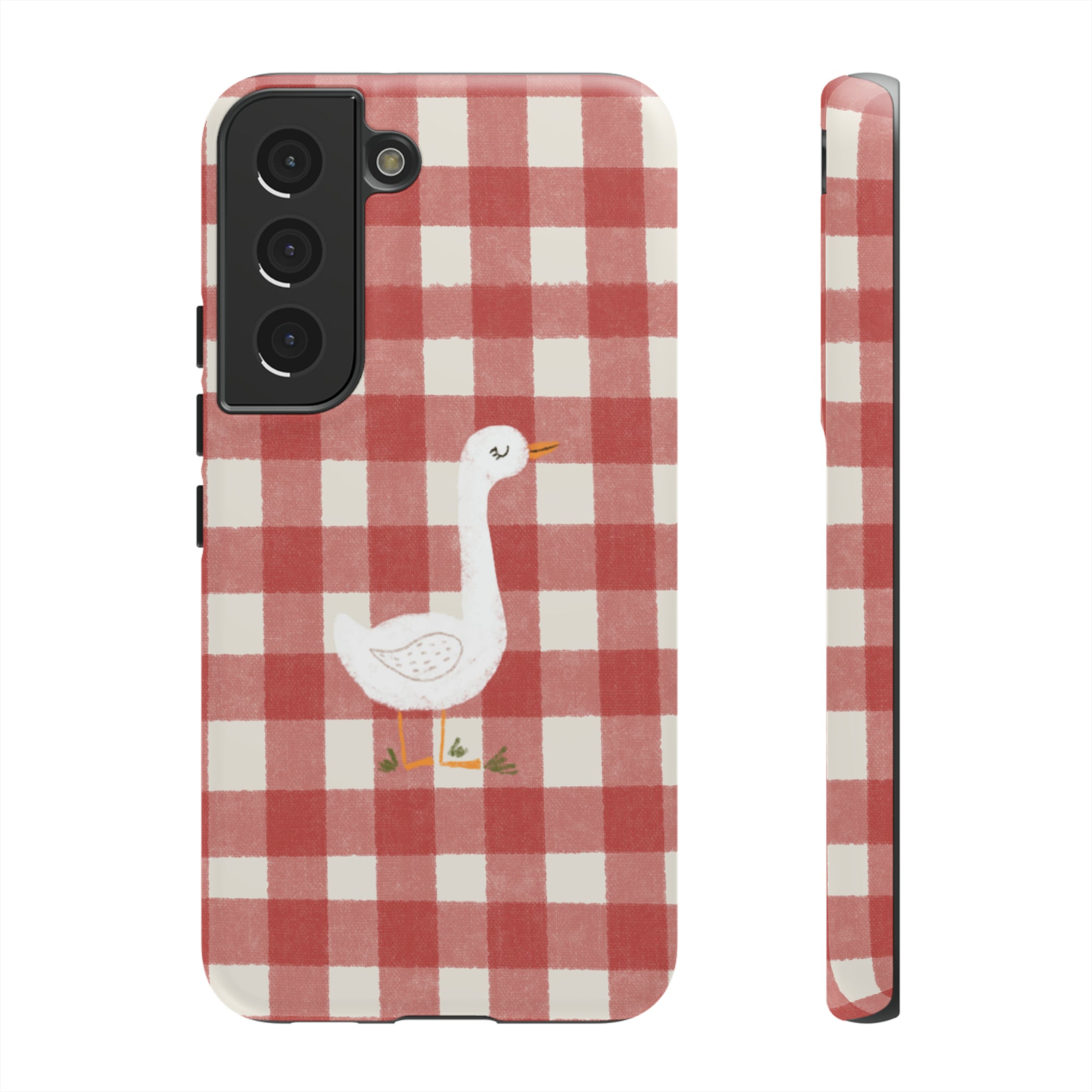 Sweet Goose on Red Plaid - Tough Phone Case