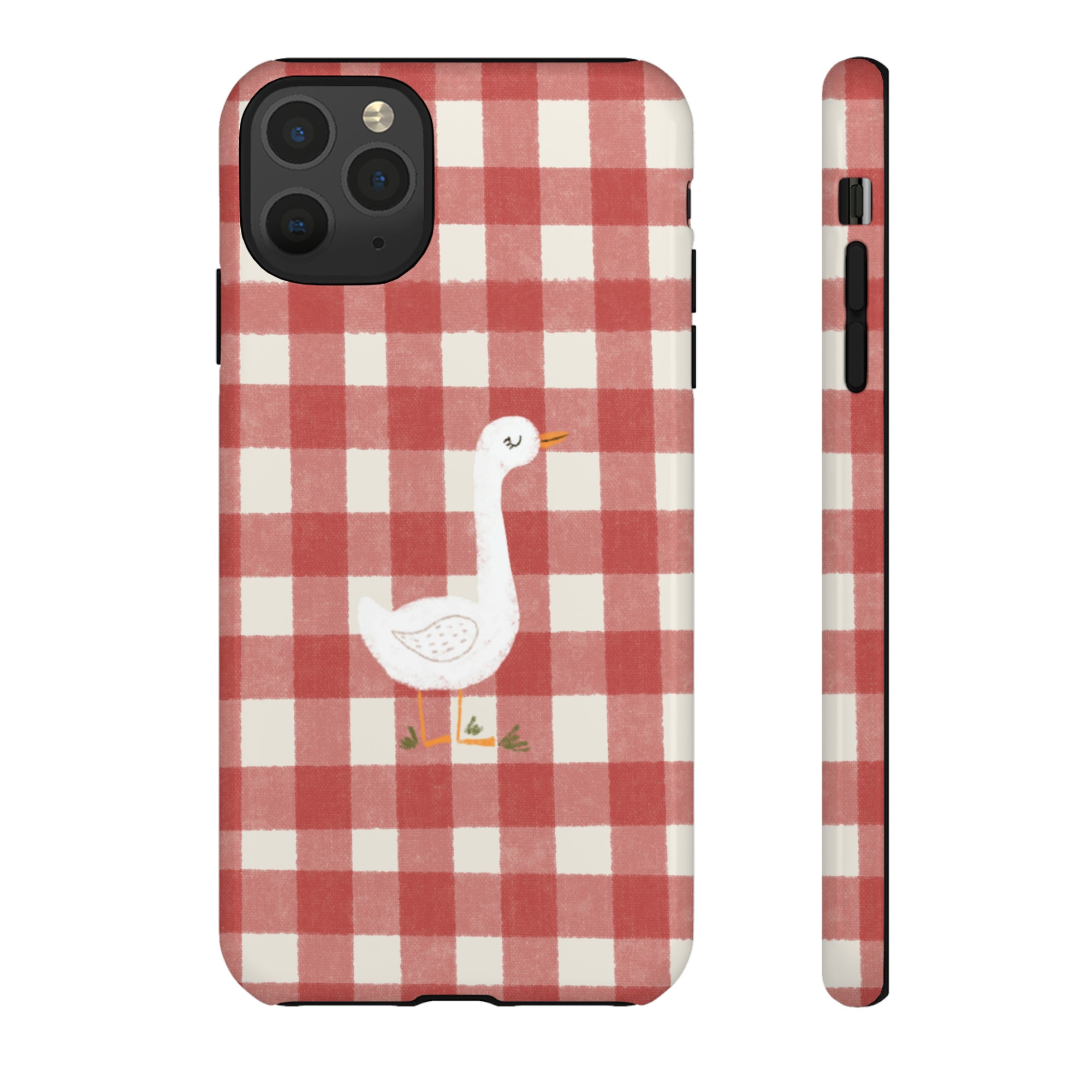 Sweet Goose on Red Plaid - Tough Phone Case