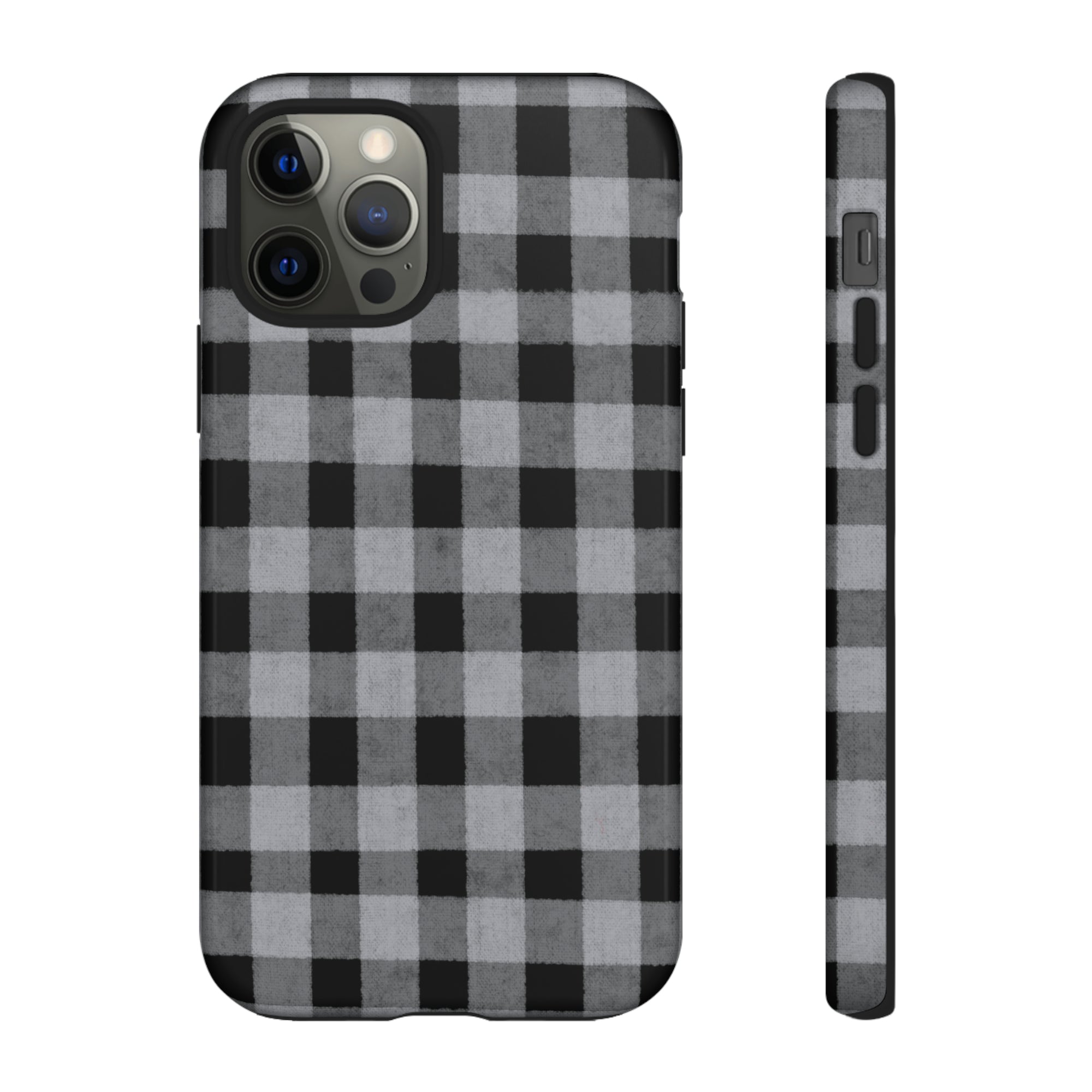 Black and Gray Buffalo Plaid - Tough Phone Case