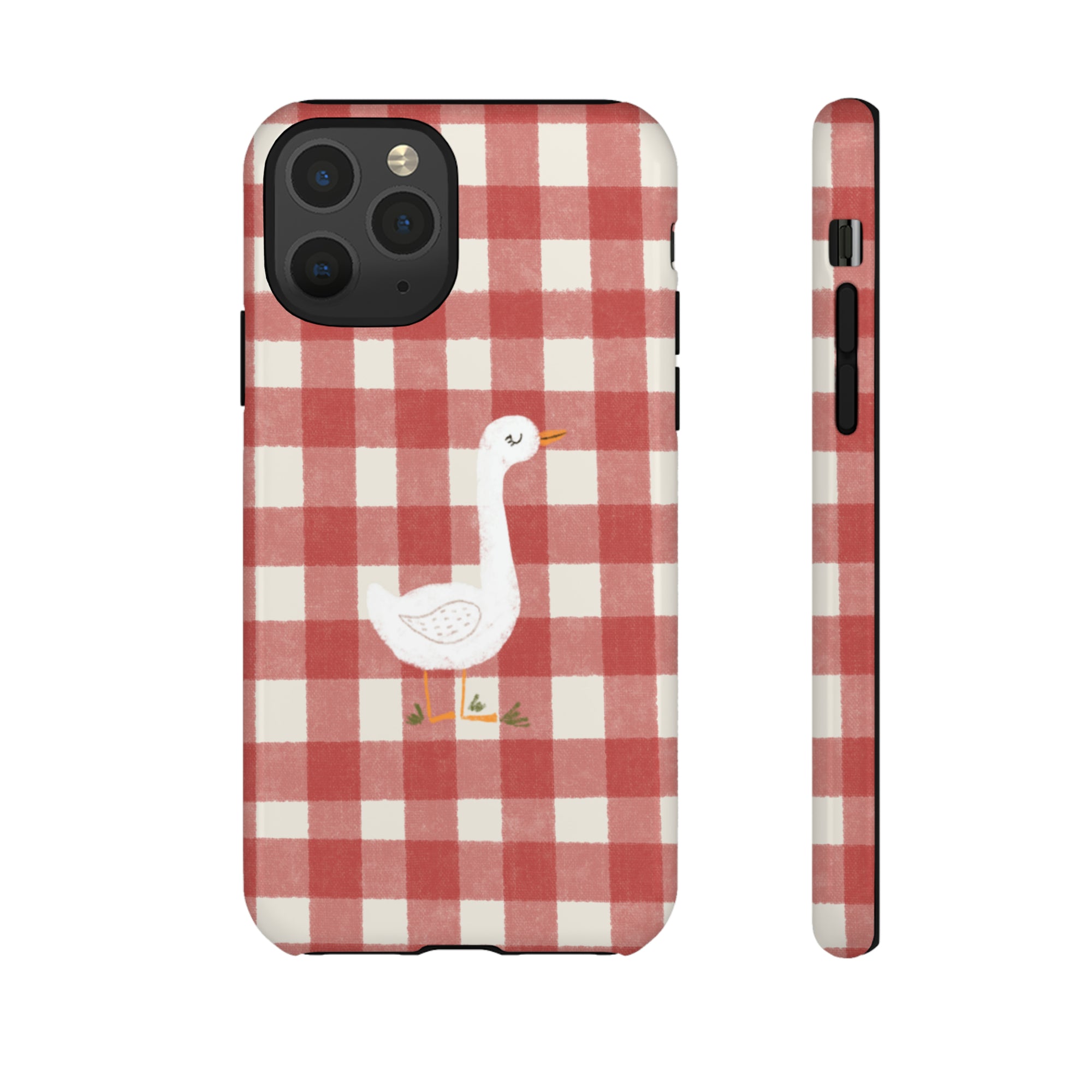 Sweet Goose on Red Plaid - Tough Phone Case