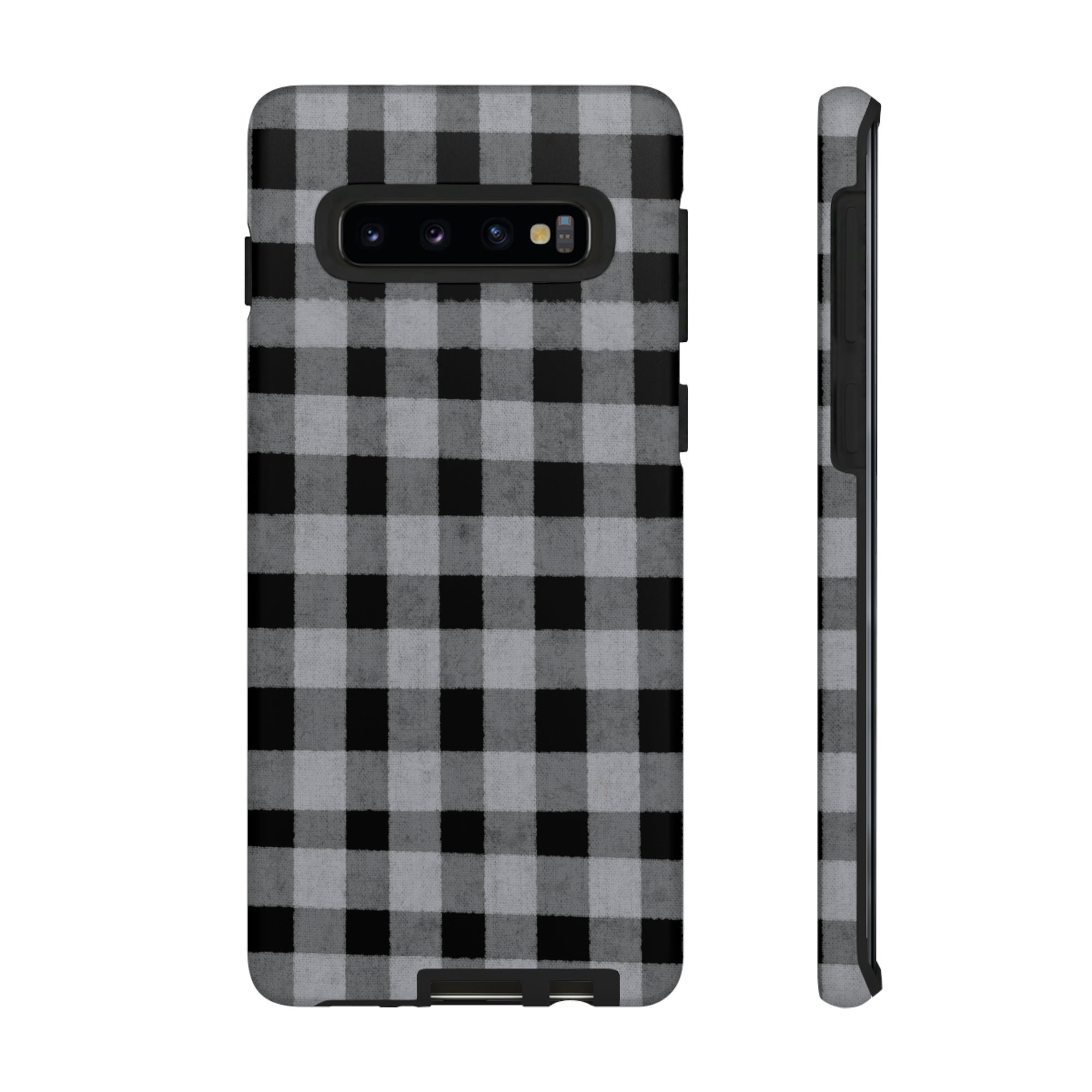 Black and Gray Buffalo Plaid - Tough Phone Case