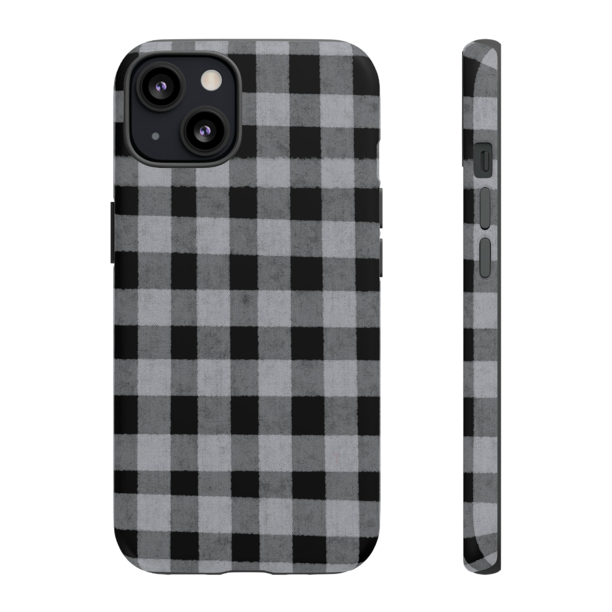 Black and Gray Buffalo Plaid - Tough Phone Case