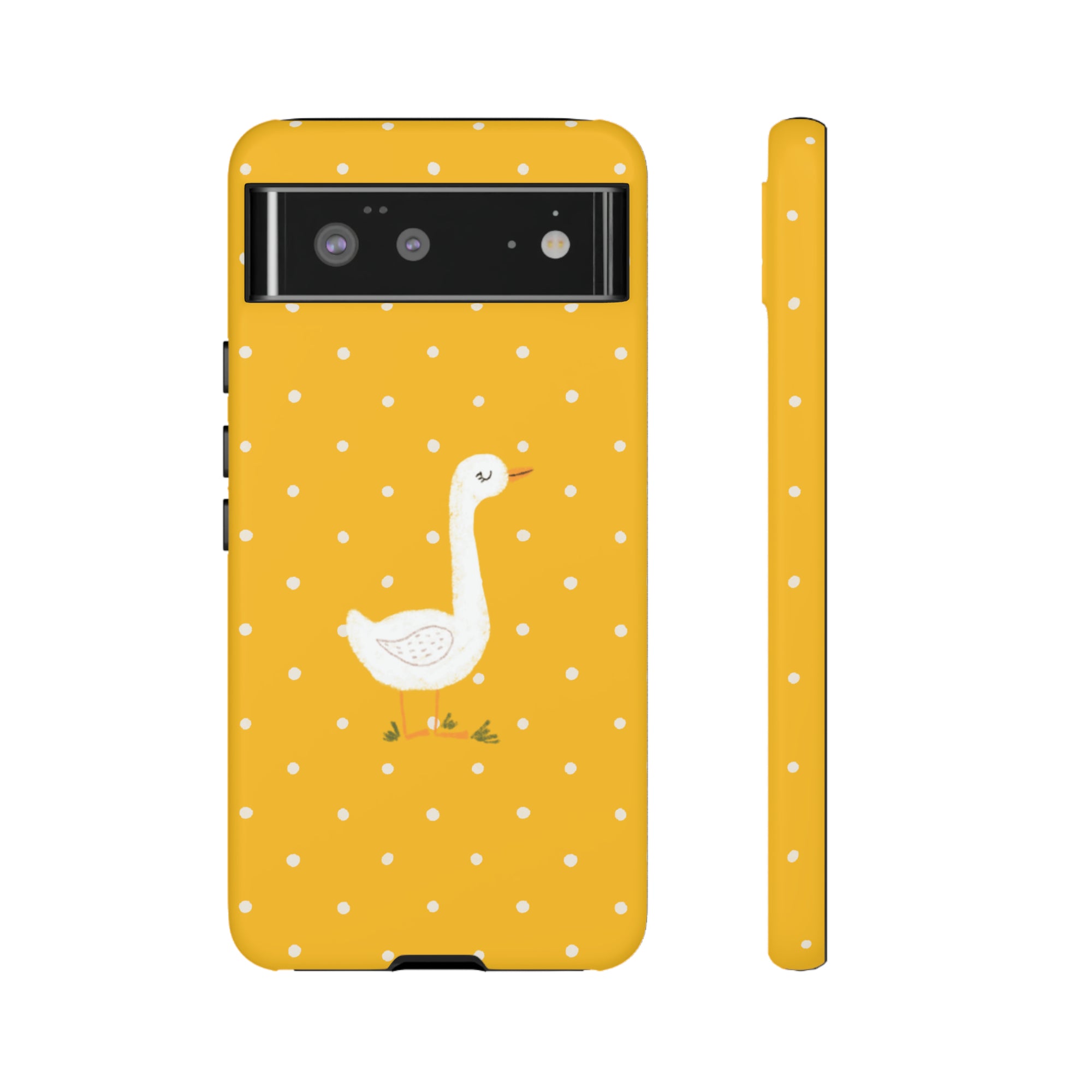 Sweet Goose on Yellow Polk-a-dot  - Tough Phone Case