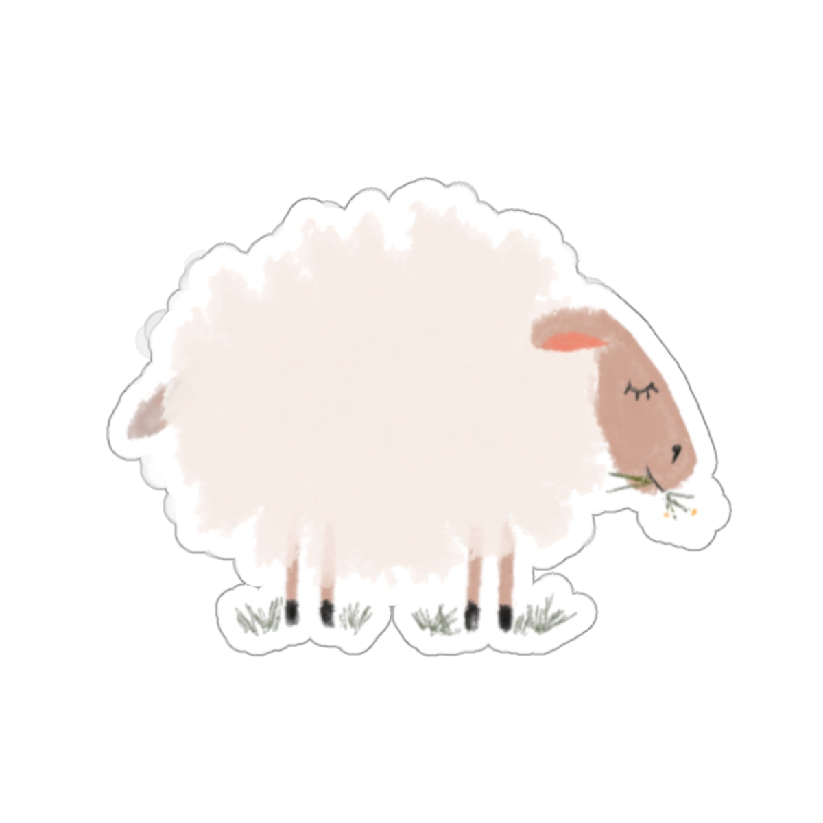 Fluffy Sheep Chewing Cud - Sticker