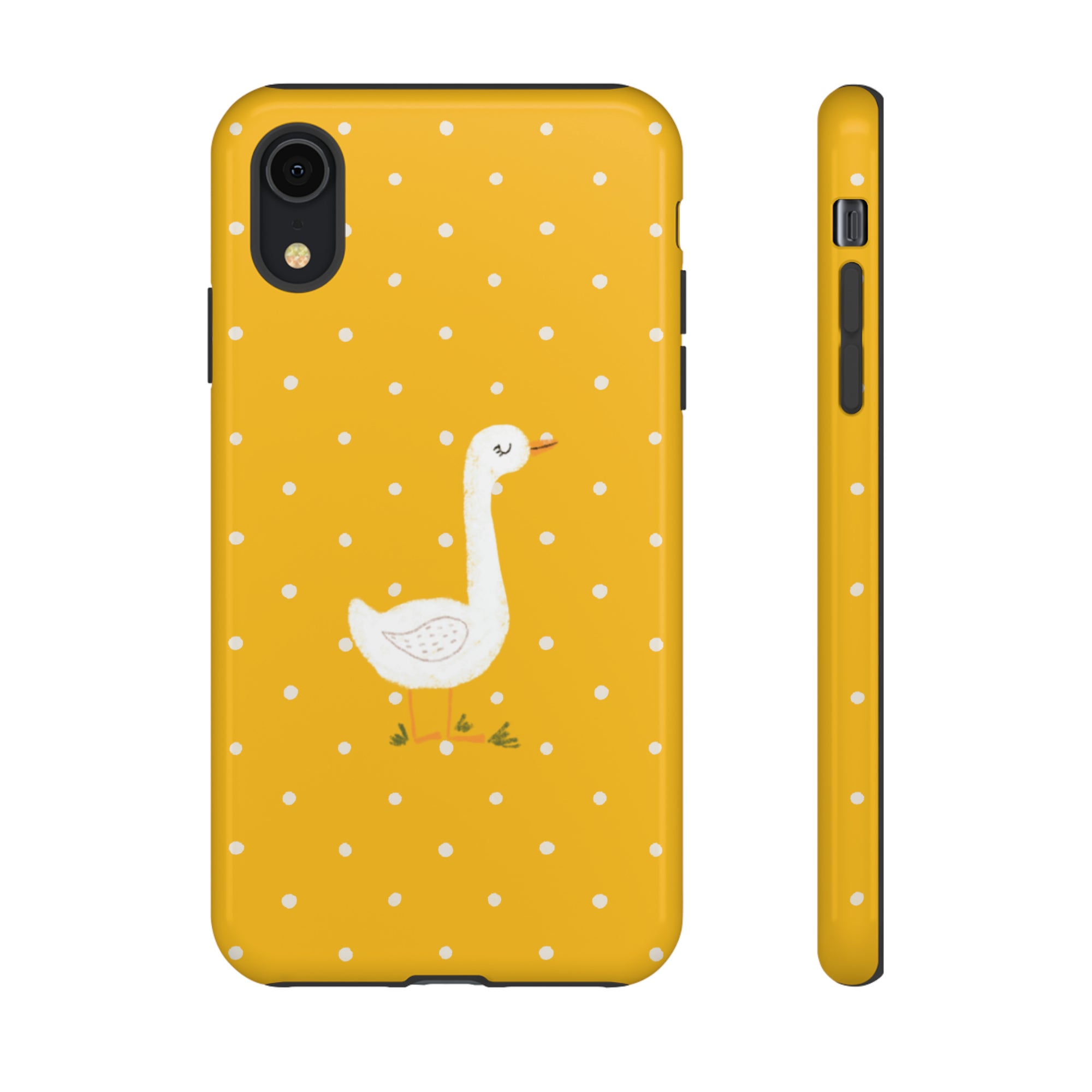 Sweet Goose on Yellow Polk-a-dot  - Tough Phone Case