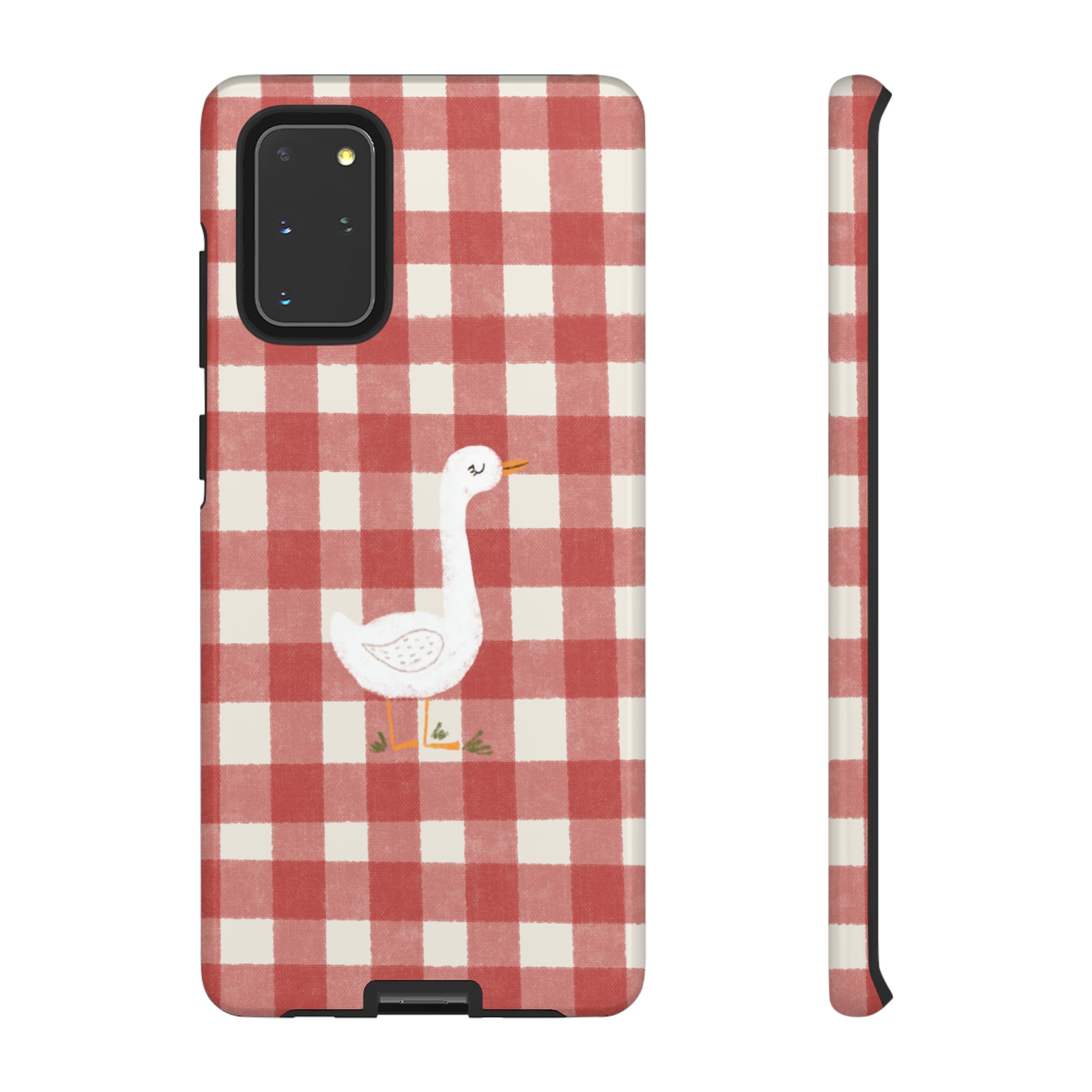 Sweet Goose on Red Plaid - Tough Phone Case