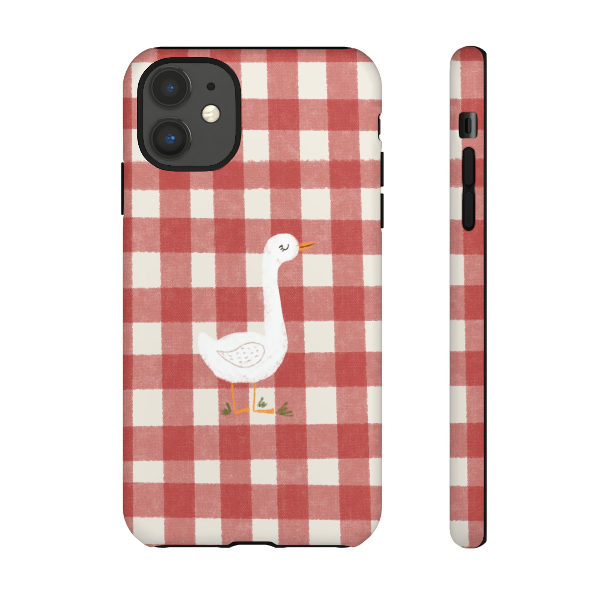 Sweet Goose on Red Plaid - Tough Phone Case