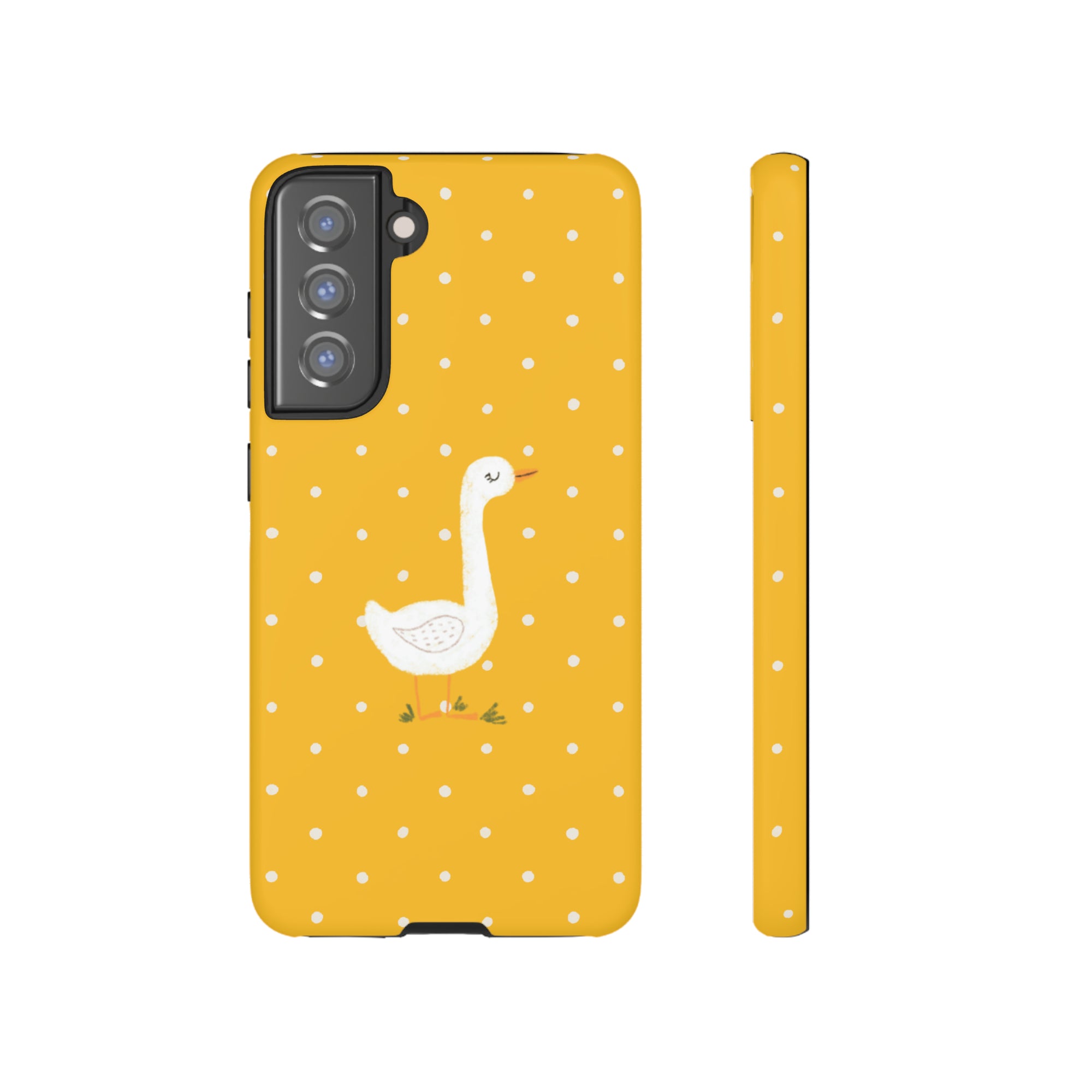 Sweet Goose on Yellow Polk-a-dot  - Tough Phone Case