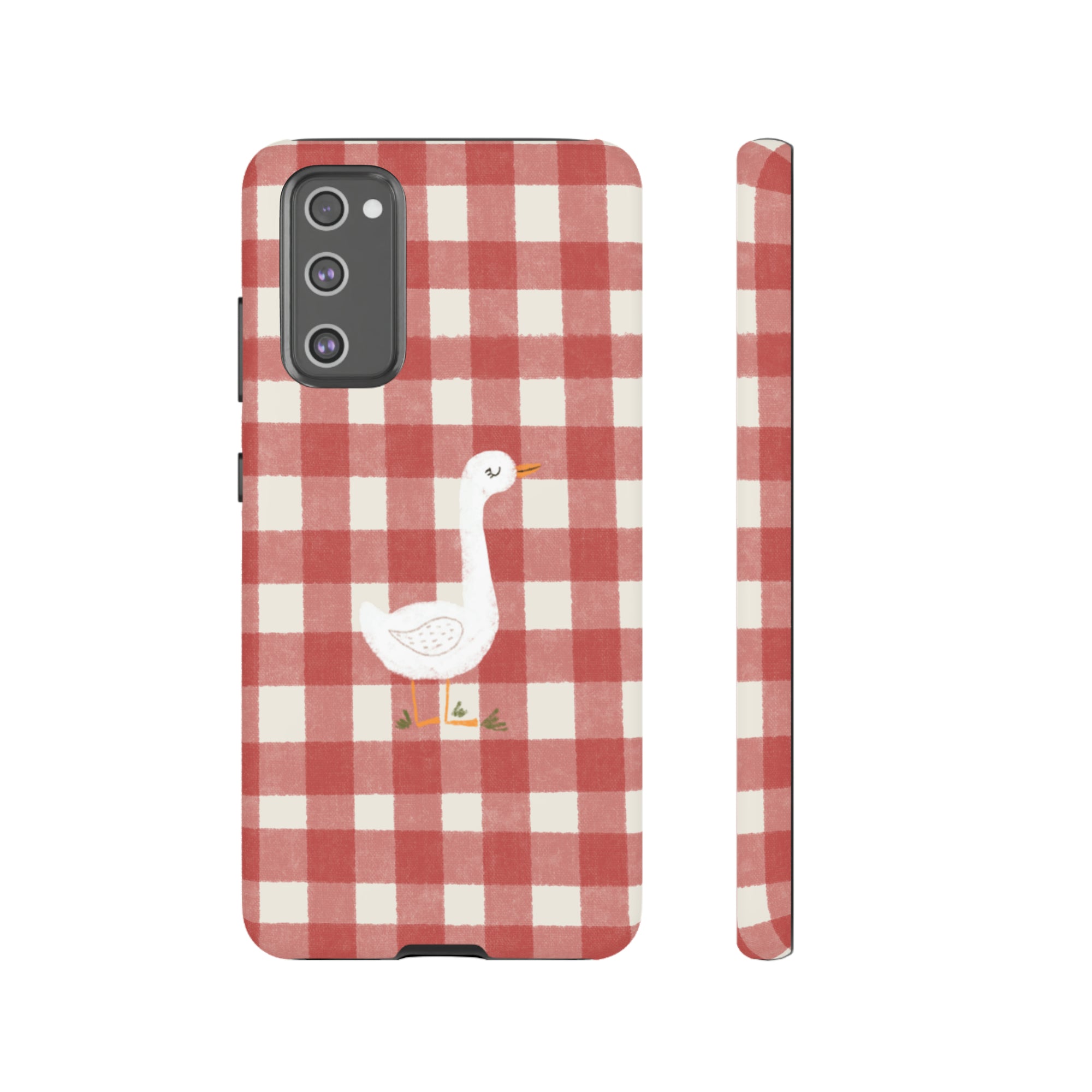 Sweet Goose on Red Plaid - Tough Phone Case