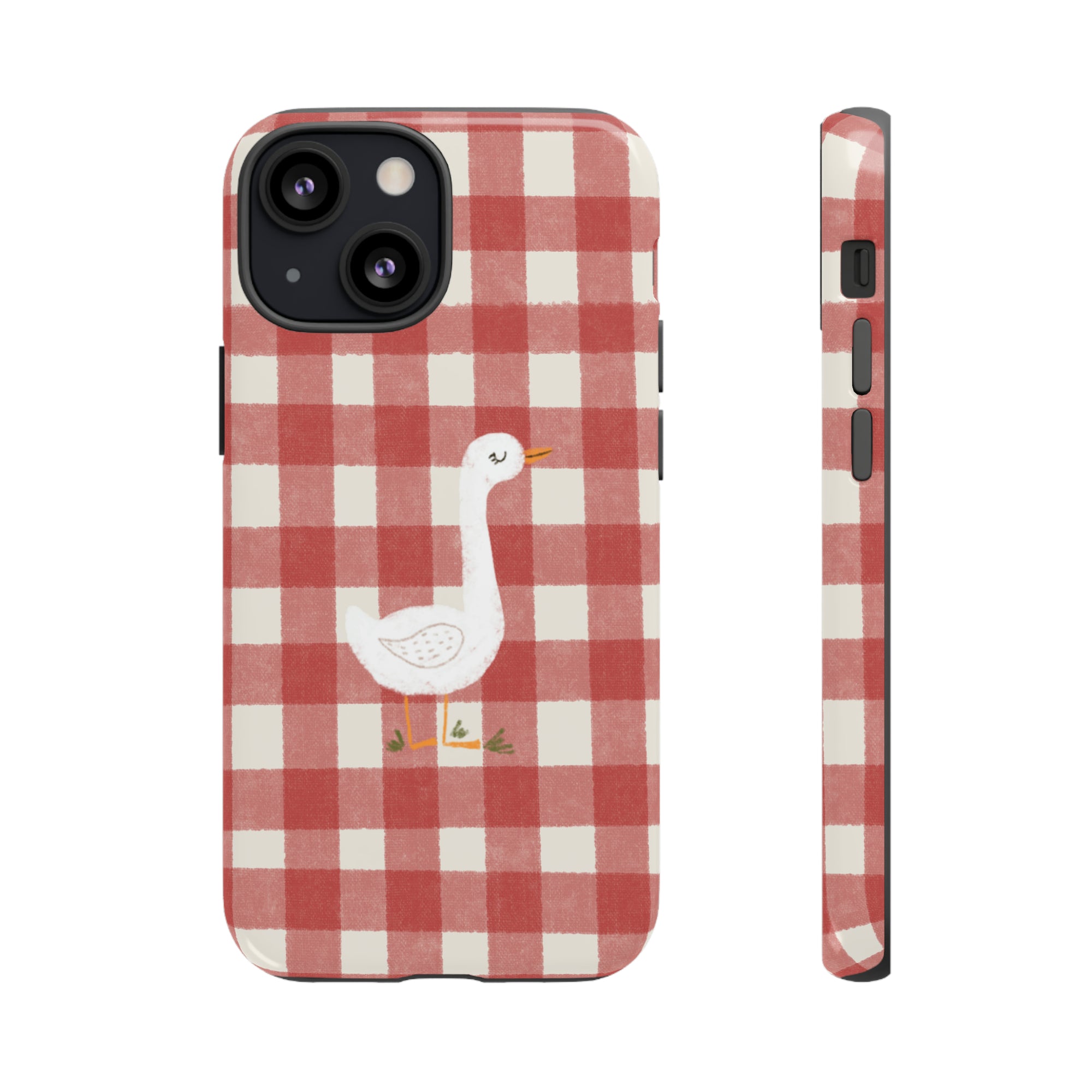 Sweet Goose on Red Plaid - Tough Phone Case