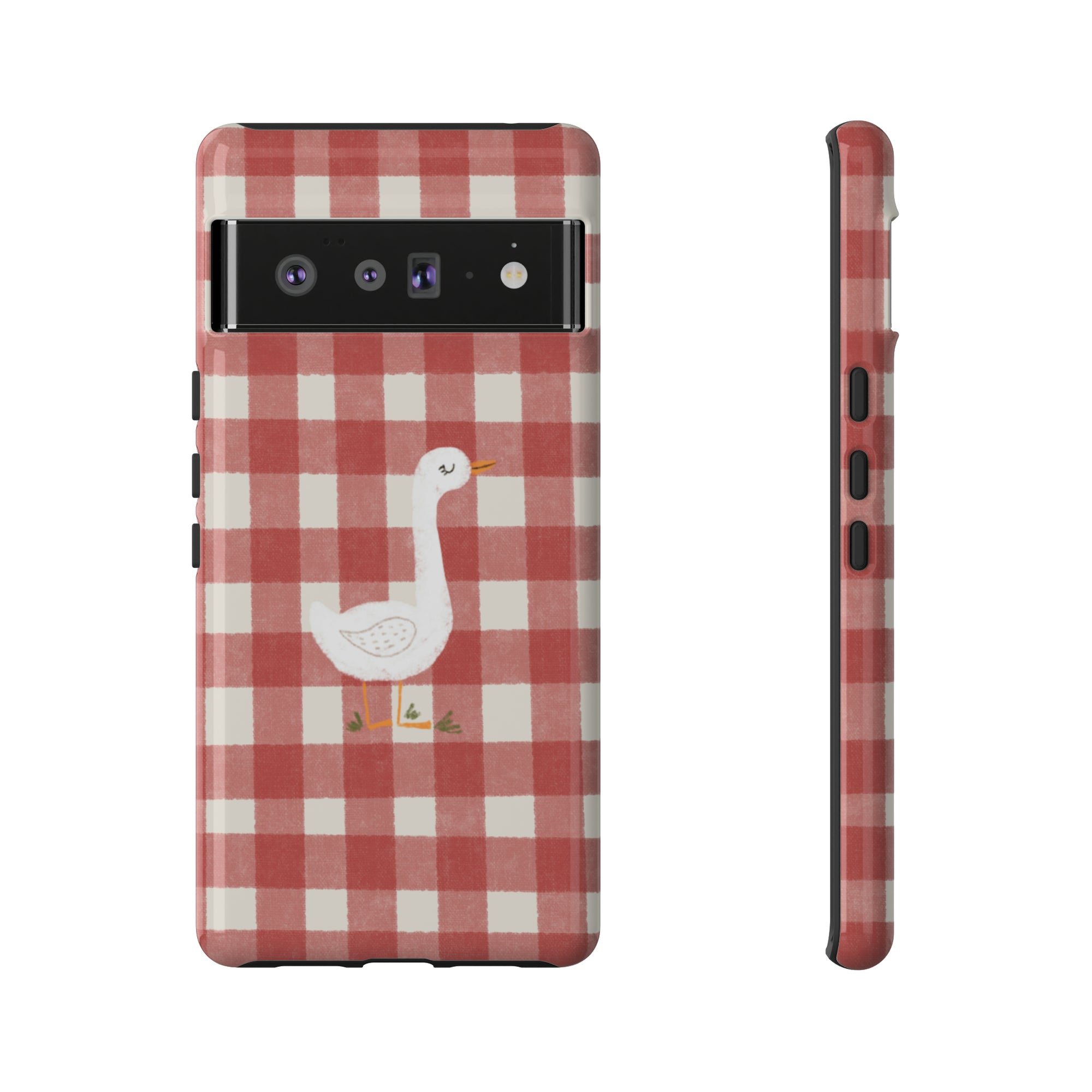 Sweet Goose on Red Plaid - Tough Phone Case