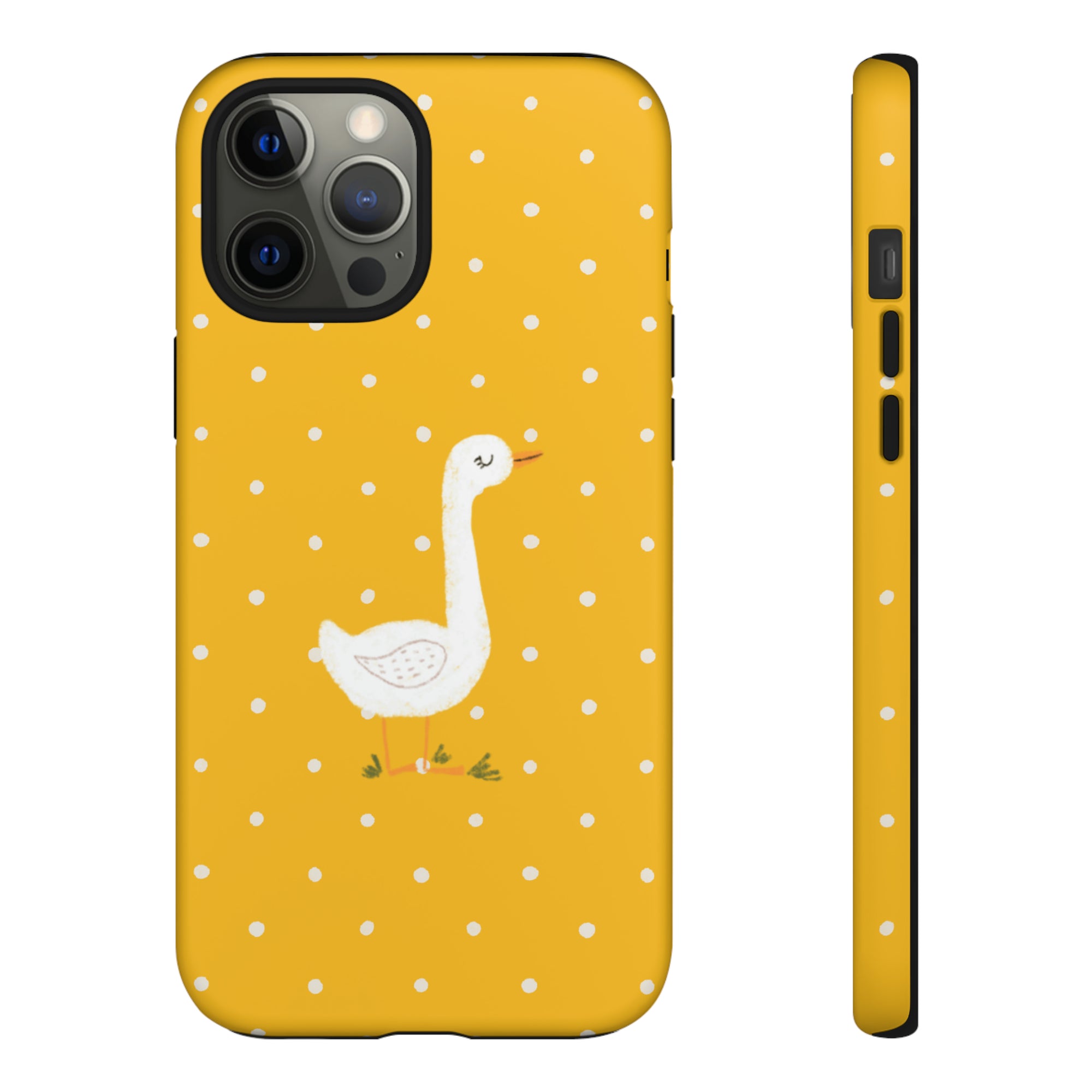 Sweet Goose on Yellow Polk-a-dot  - Tough Phone Case