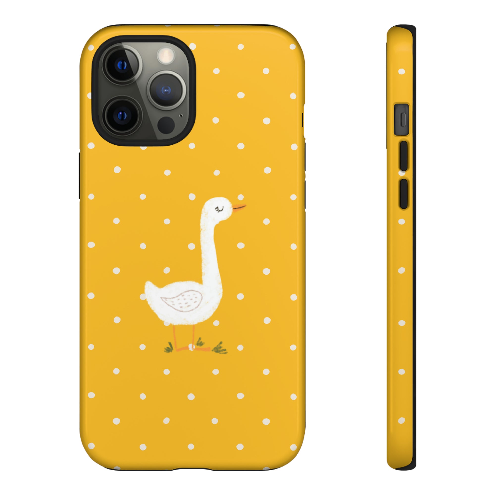 Sweet Goose on Yellow Polk-a-dot  - Tough Phone Case