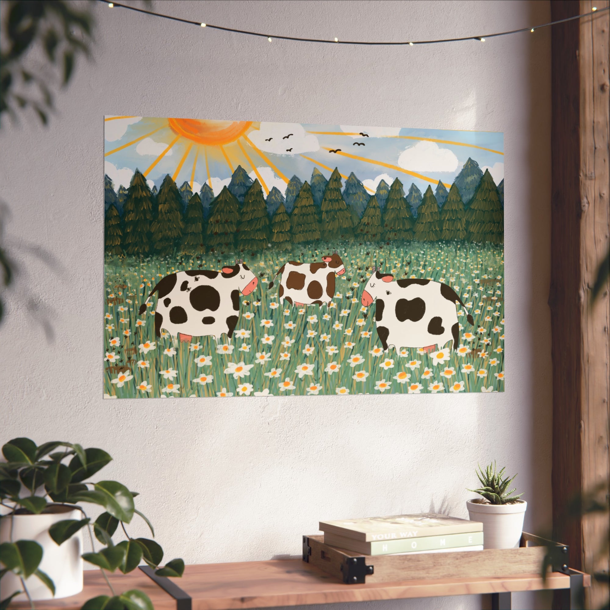 Happy Cows in a Daisy Field - Fine Art Print