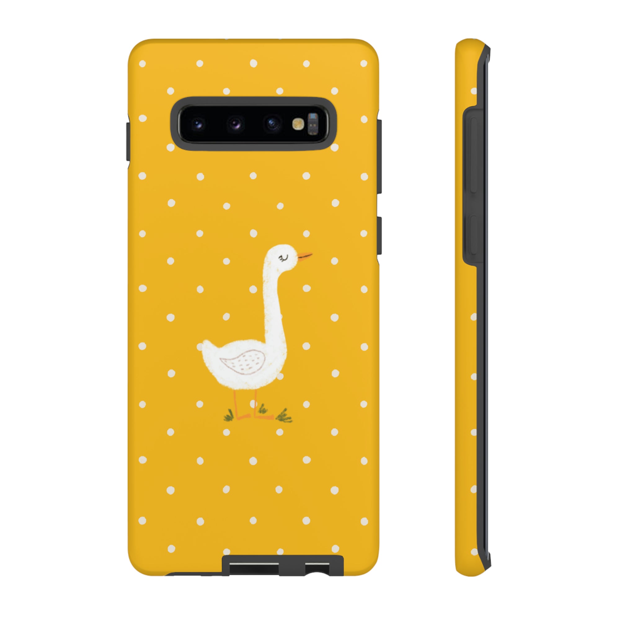 Sweet Goose on Yellow Polk-a-dot  - Tough Phone Case