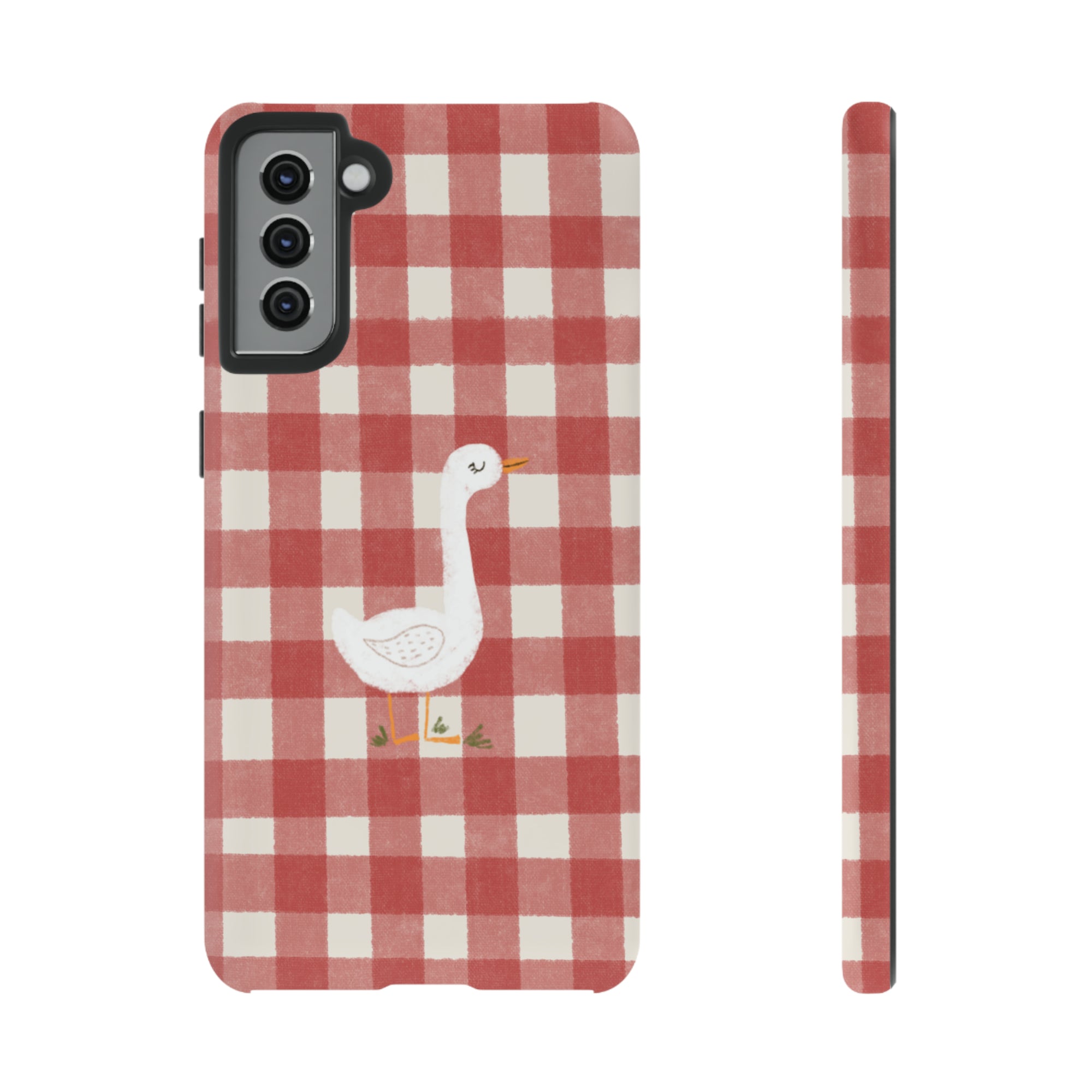 Sweet Goose on Red Plaid - Tough Phone Case