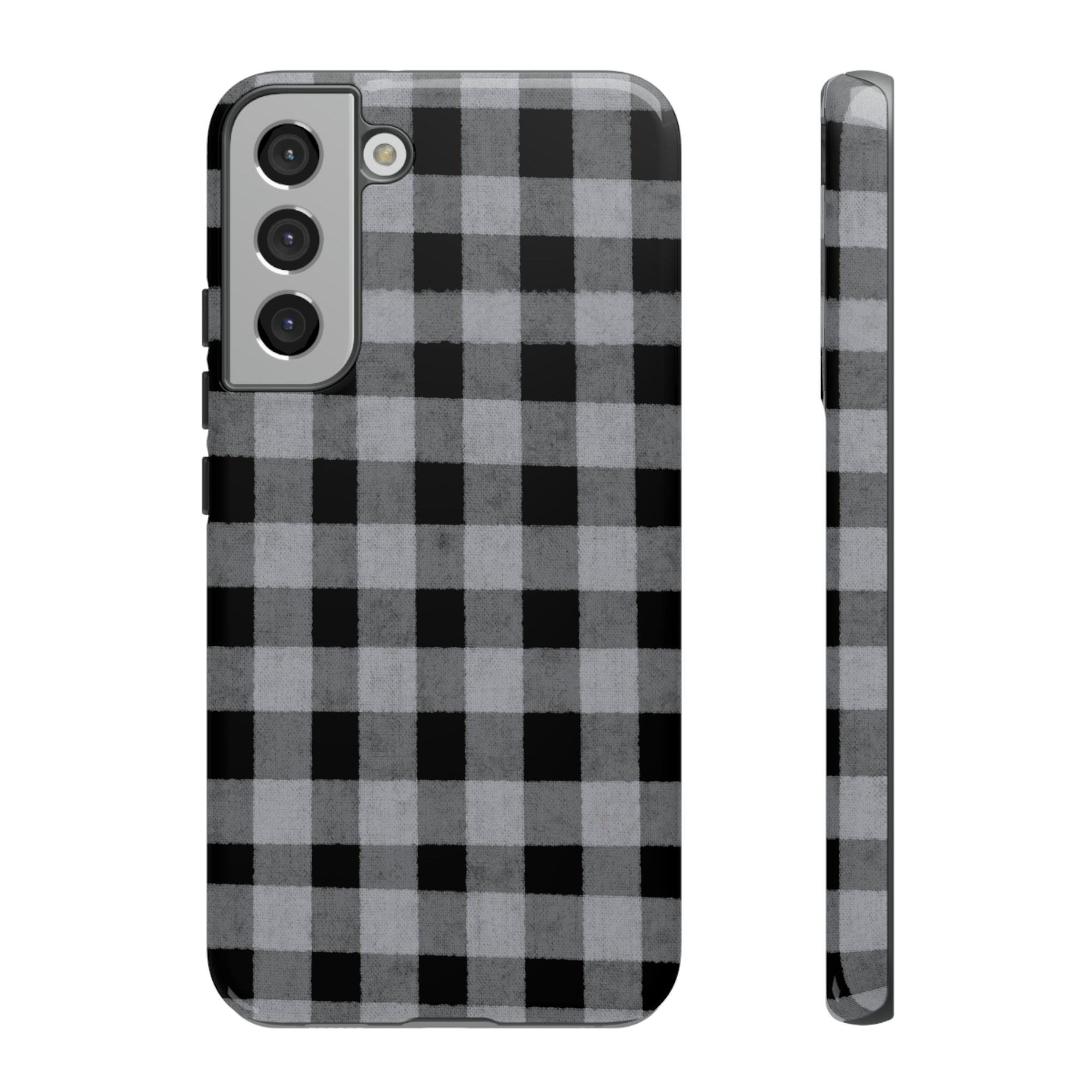 Black and Gray Buffalo Plaid - Tough Phone Case