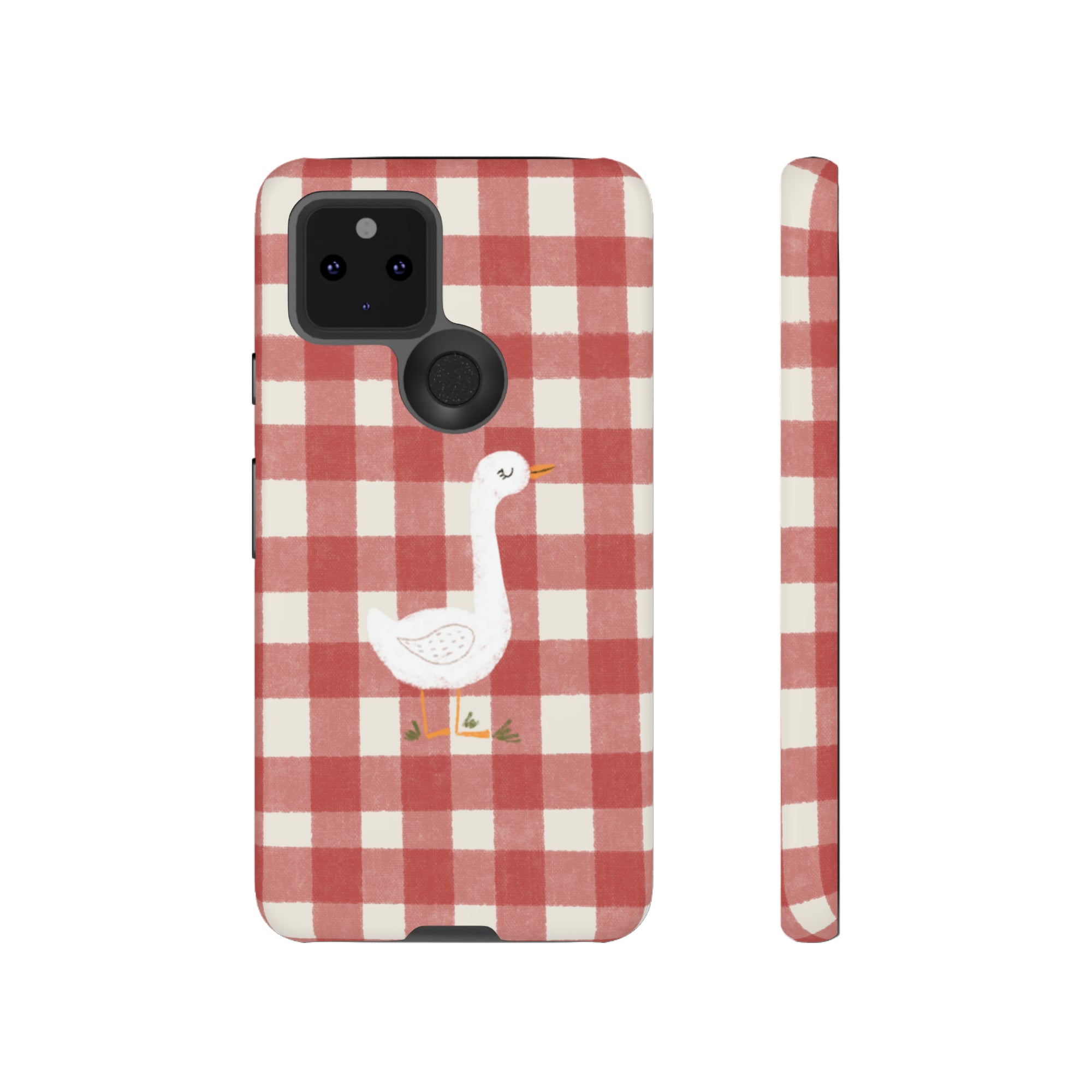 Sweet Goose on Red Plaid - Tough Phone Case