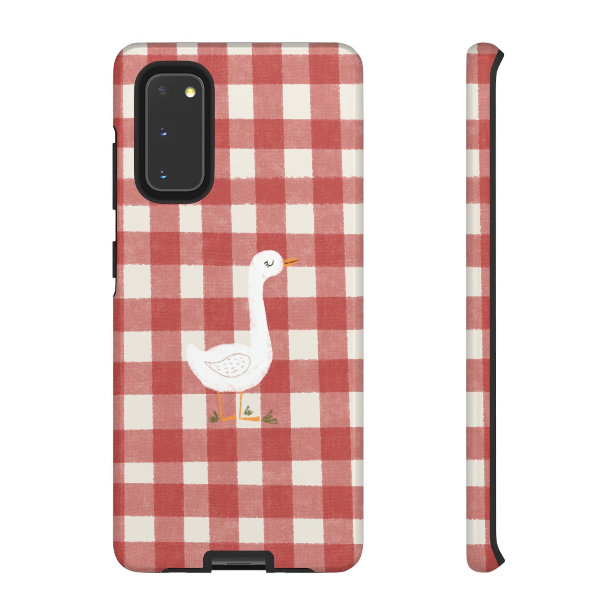 Sweet Goose on Red Plaid - Tough Phone Case