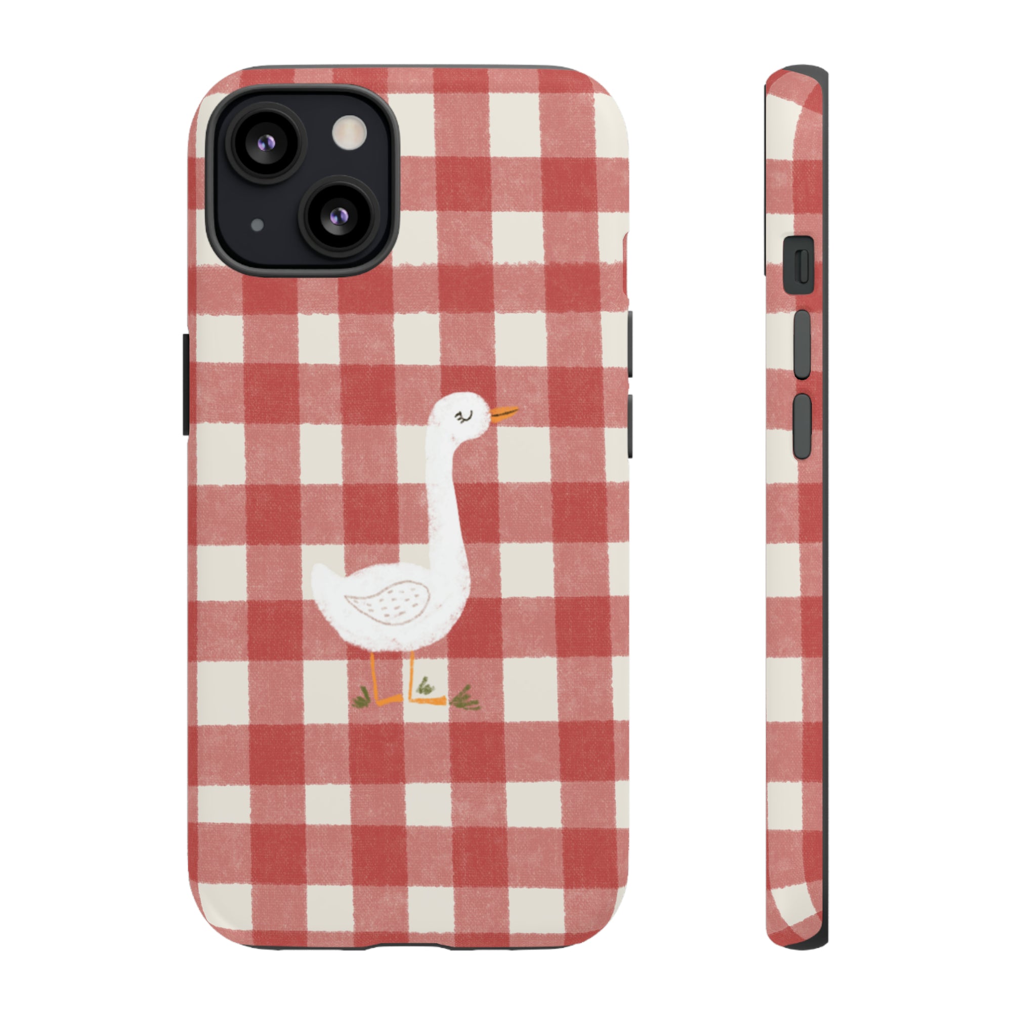 Sweet Goose on Red Plaid - Tough Phone Case