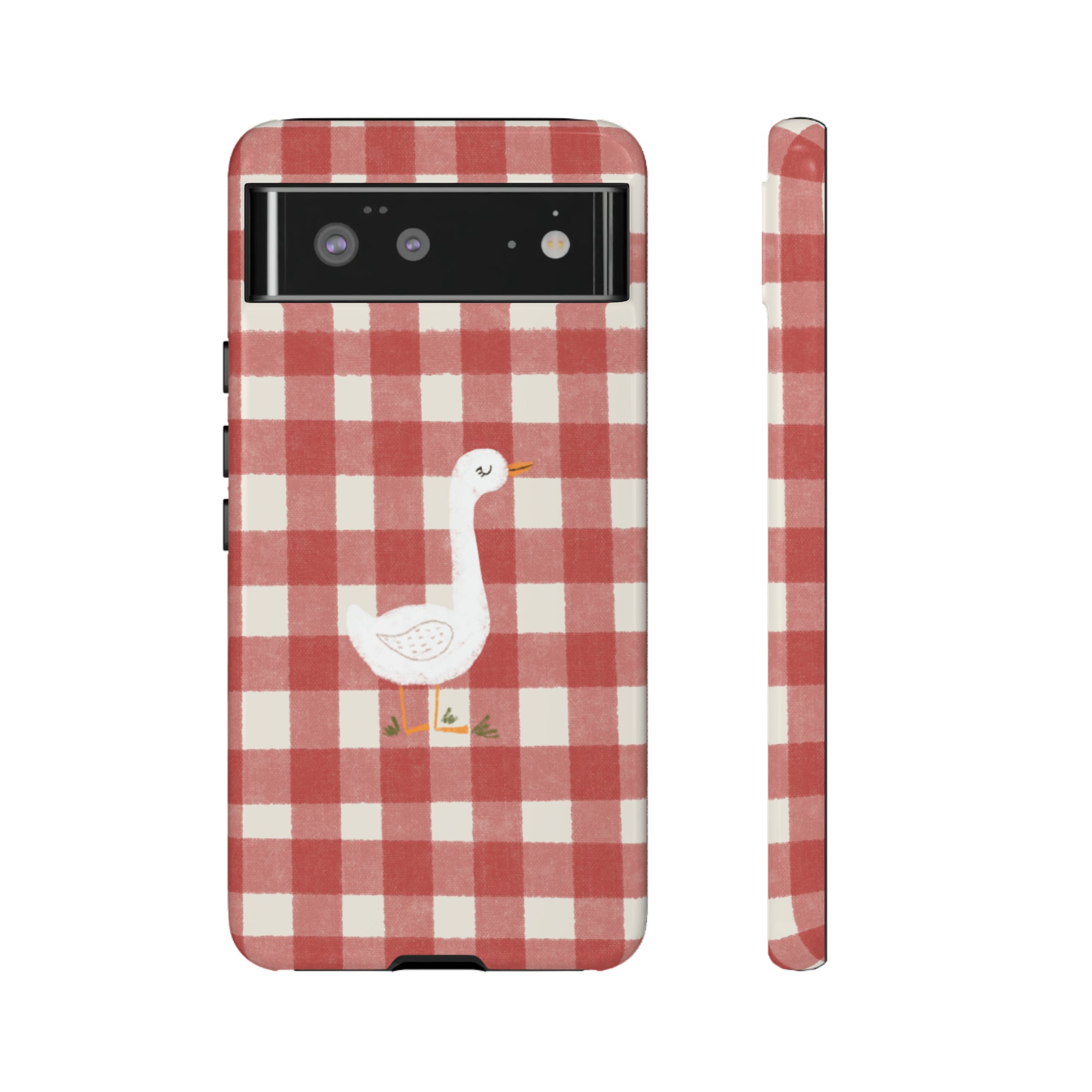 Sweet Goose on Red Plaid - Tough Phone Case